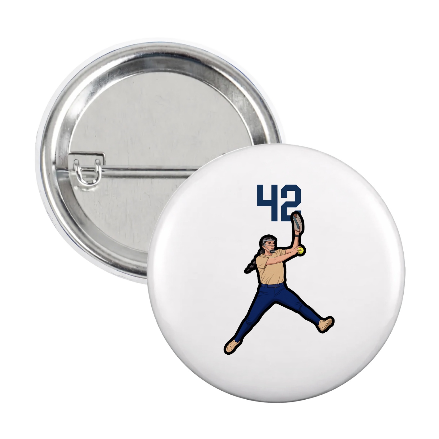 Game Day Button — Number Top in White