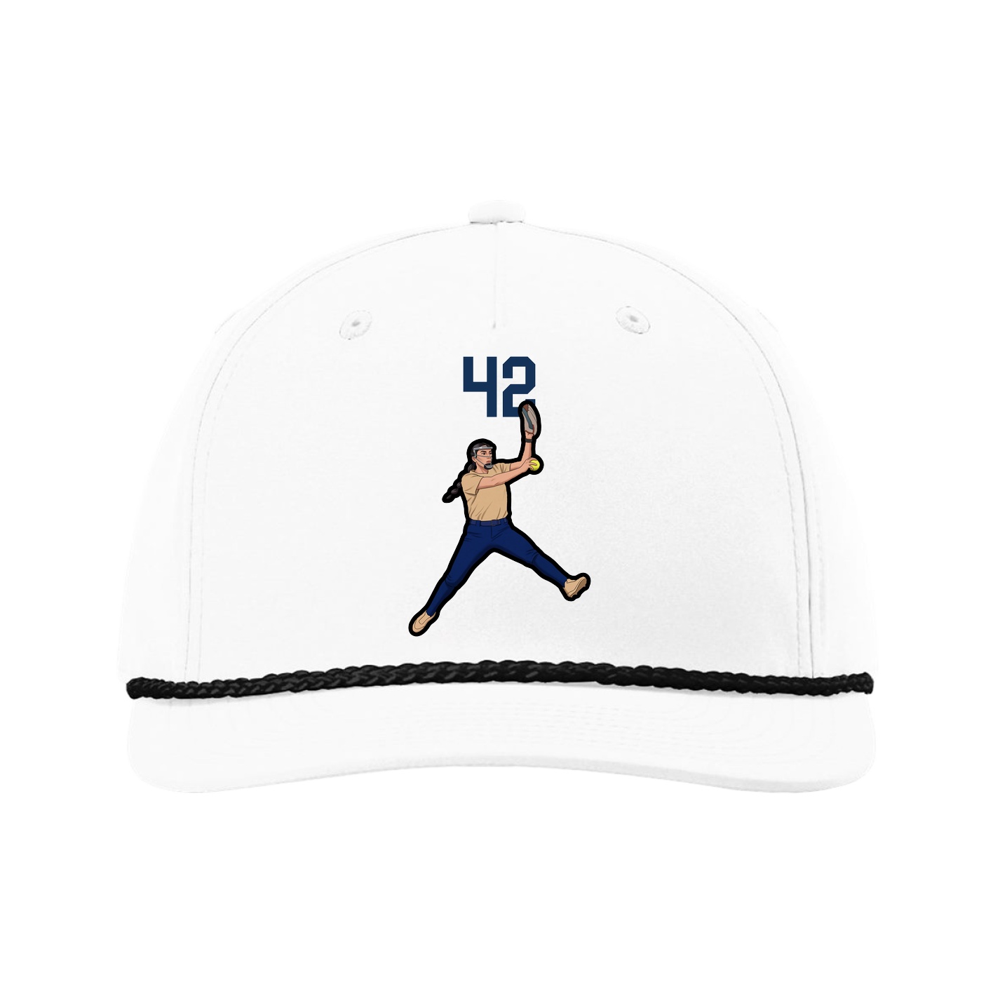Five-Panel Classic Rope Cap — Number Top in White