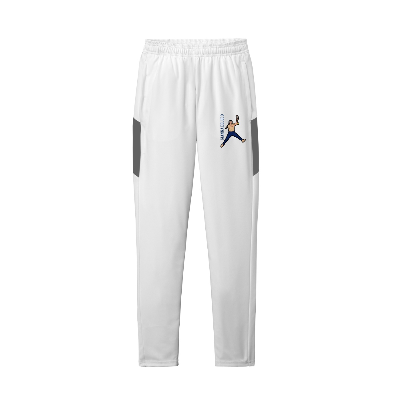 Team Travel Pant — Name Vertical in White/Grey