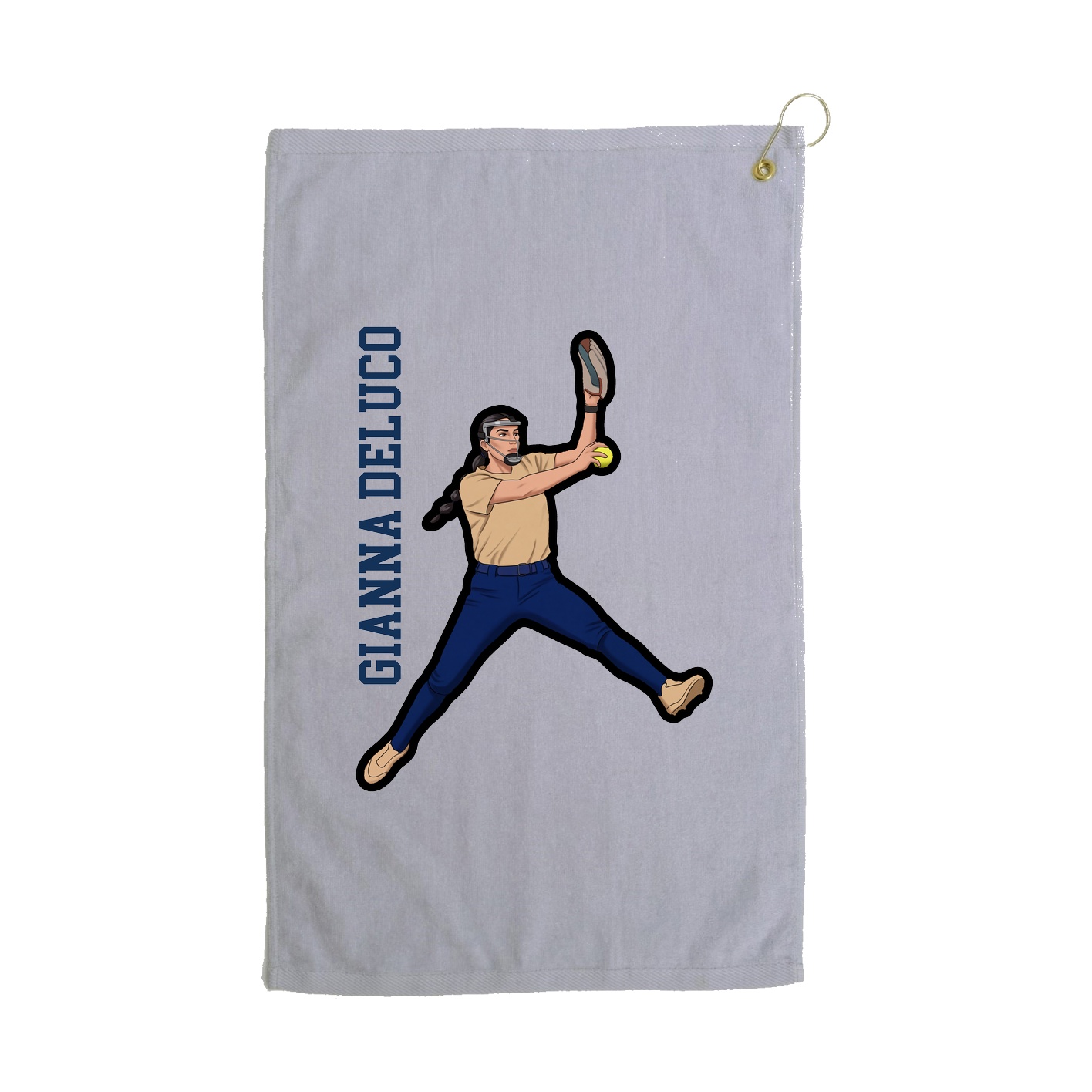 Golf Towel — Name Vertical in Grey
