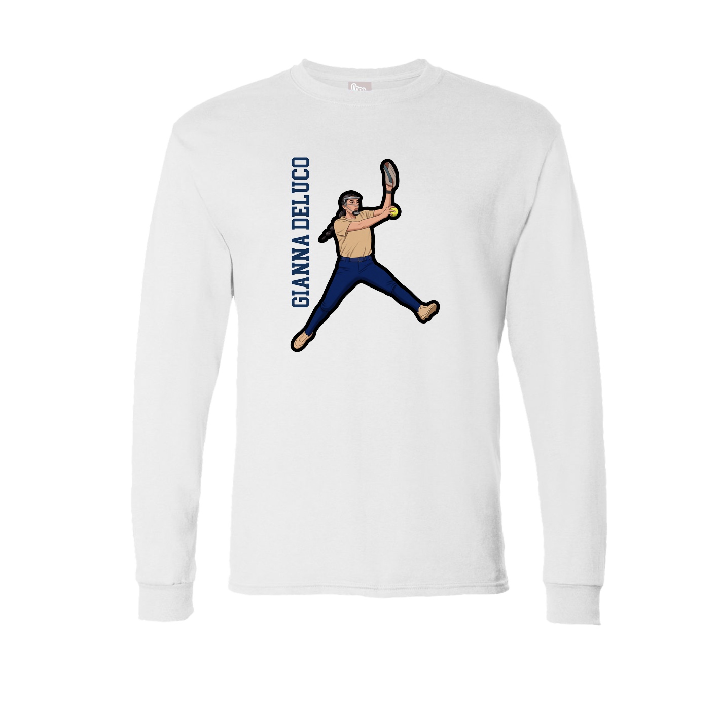 Long Sleeve Tee — Name Vertical in White