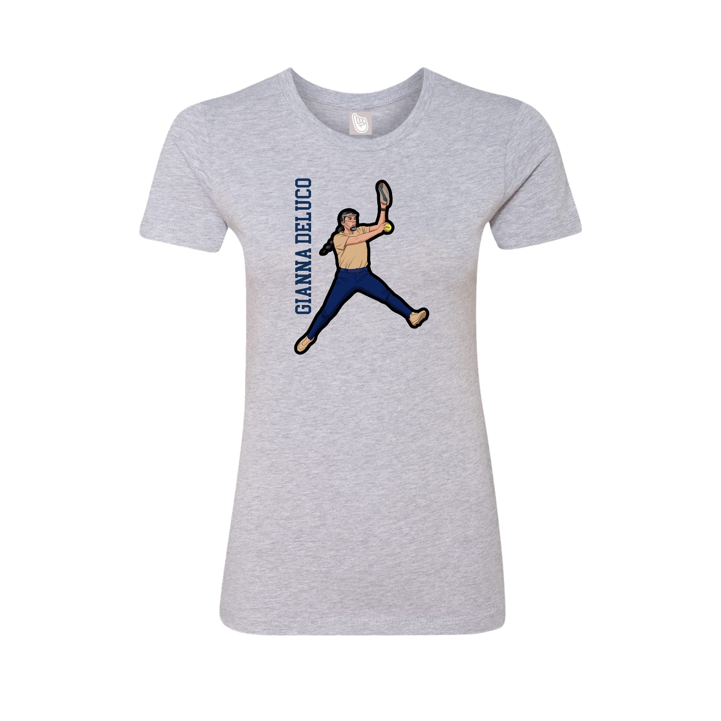 Fitted Women's Tee — Name Vertical in Grey