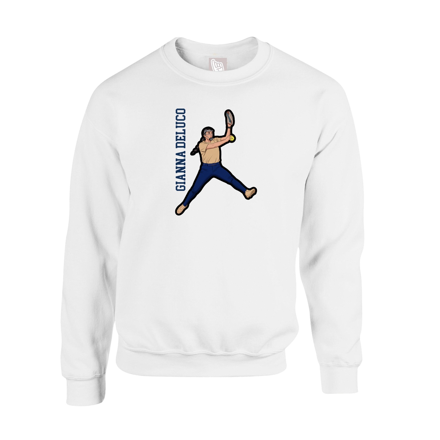 Fleece Crew — Name Vertical in White