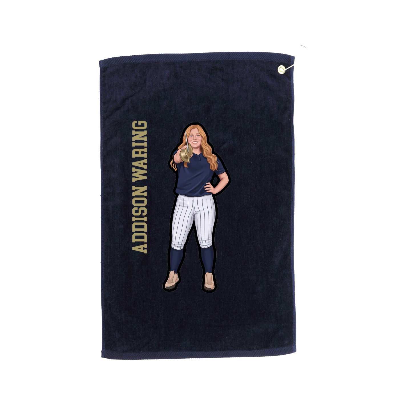 Golf Towel — Name Vertical in Navy