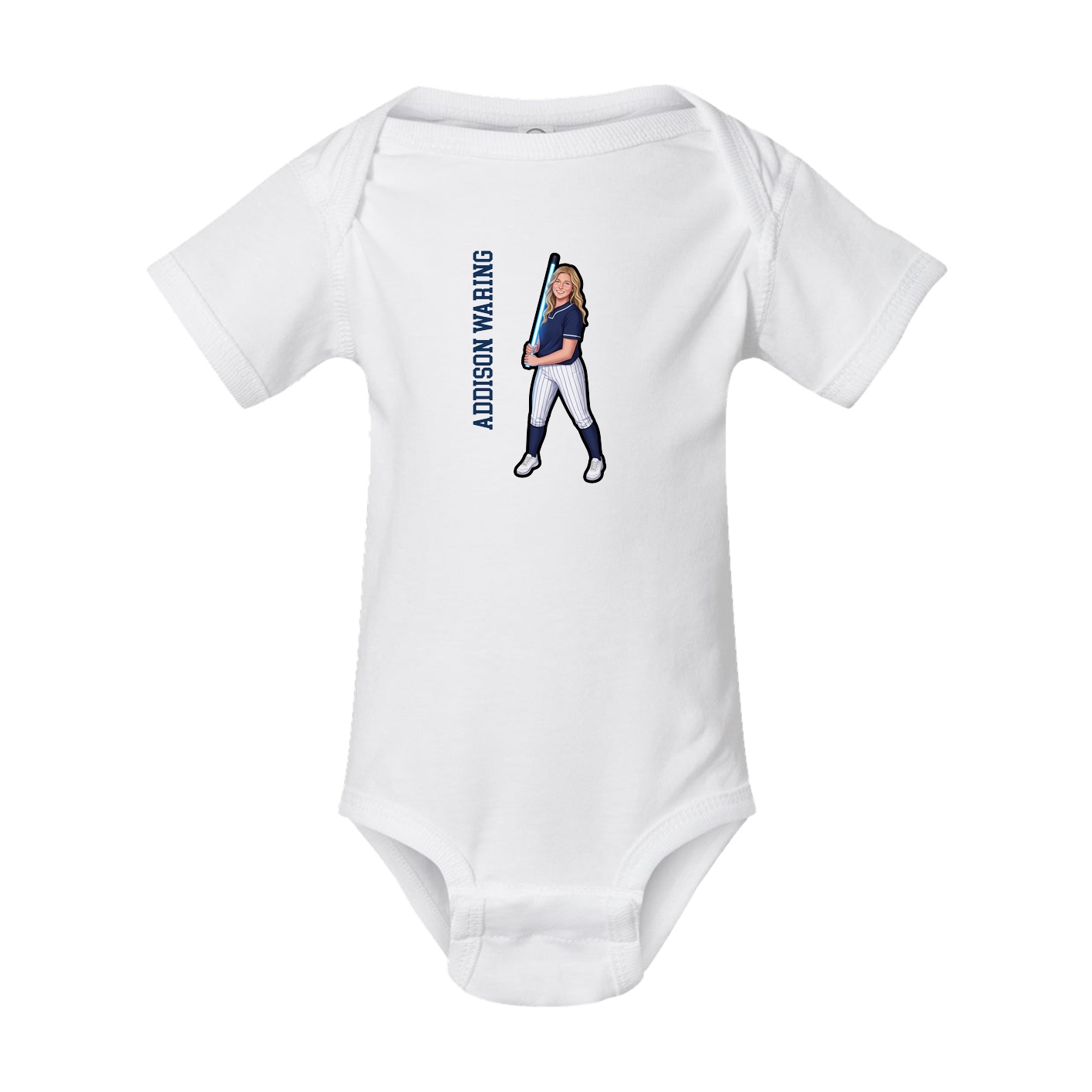 Baby Onesie — Name Vertical in White
