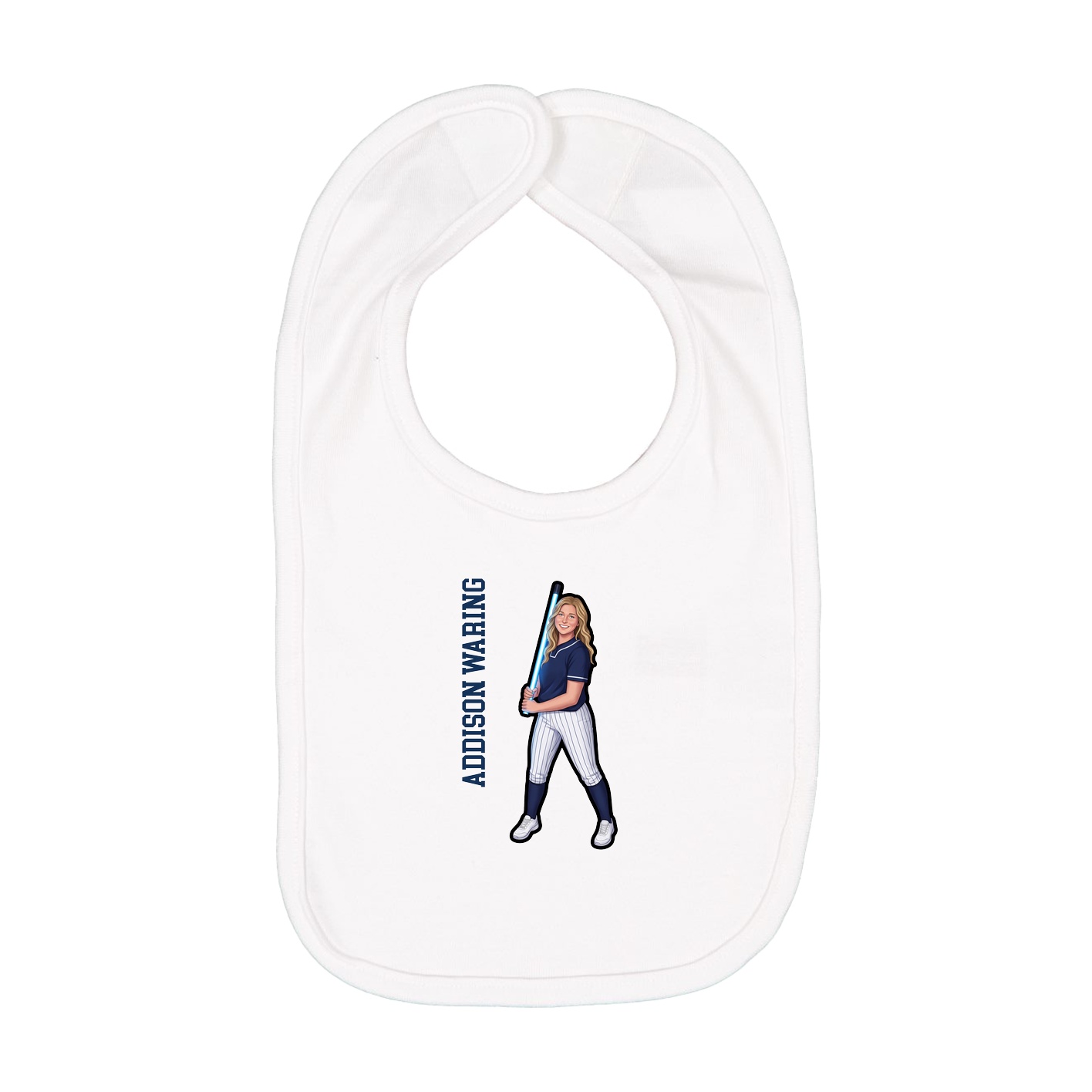 Infant Bib — Name Vertical in White