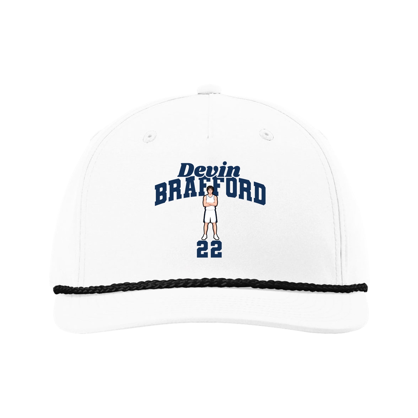 Five-Panel Classic Rope Cap — Signature Arch in White