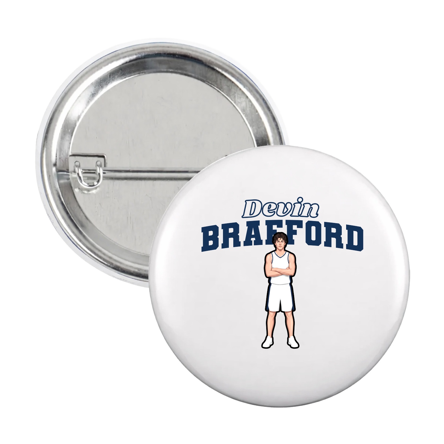 Game Day Button — Name Arch in White