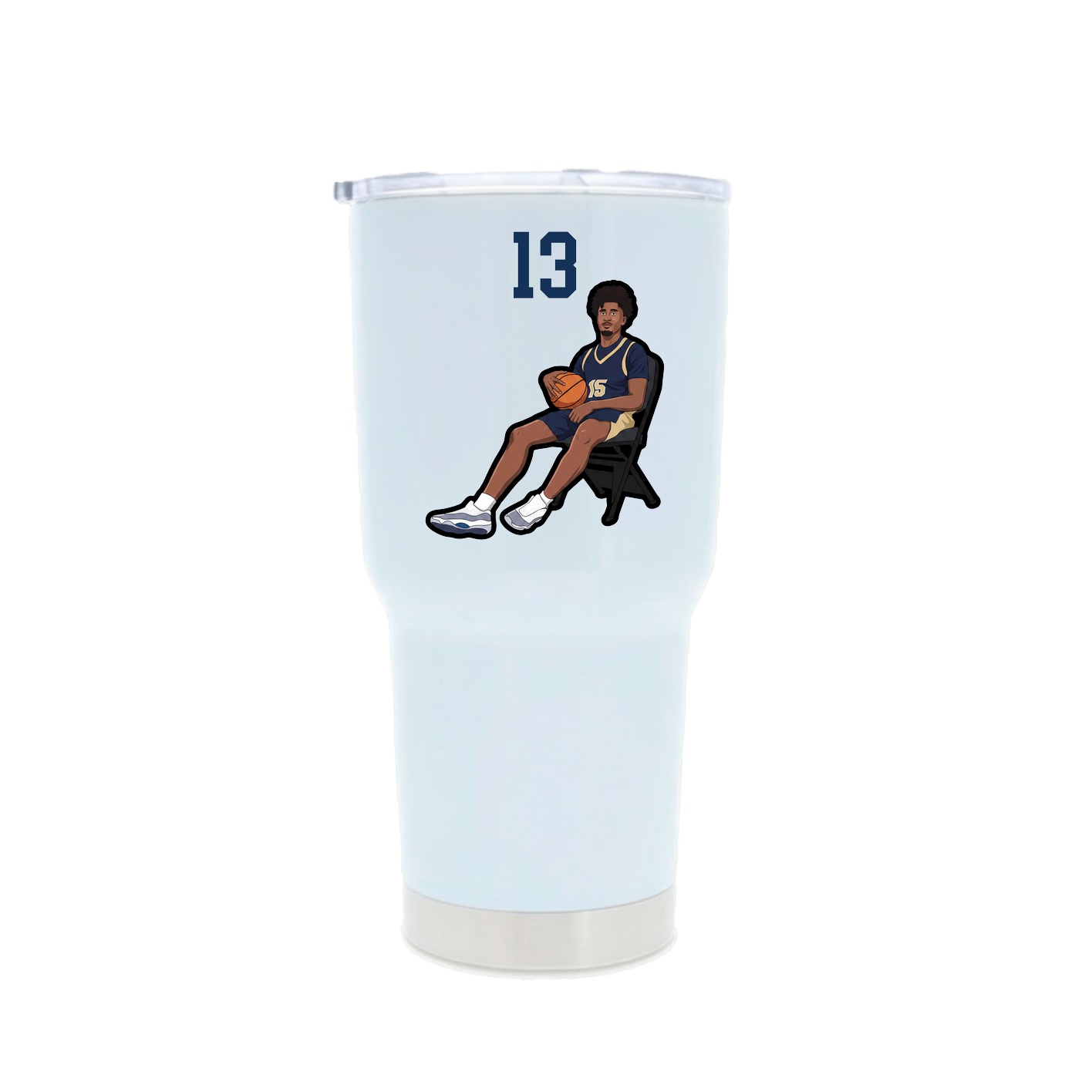 30oz Stainless Steel Tumbler — Number Top in White