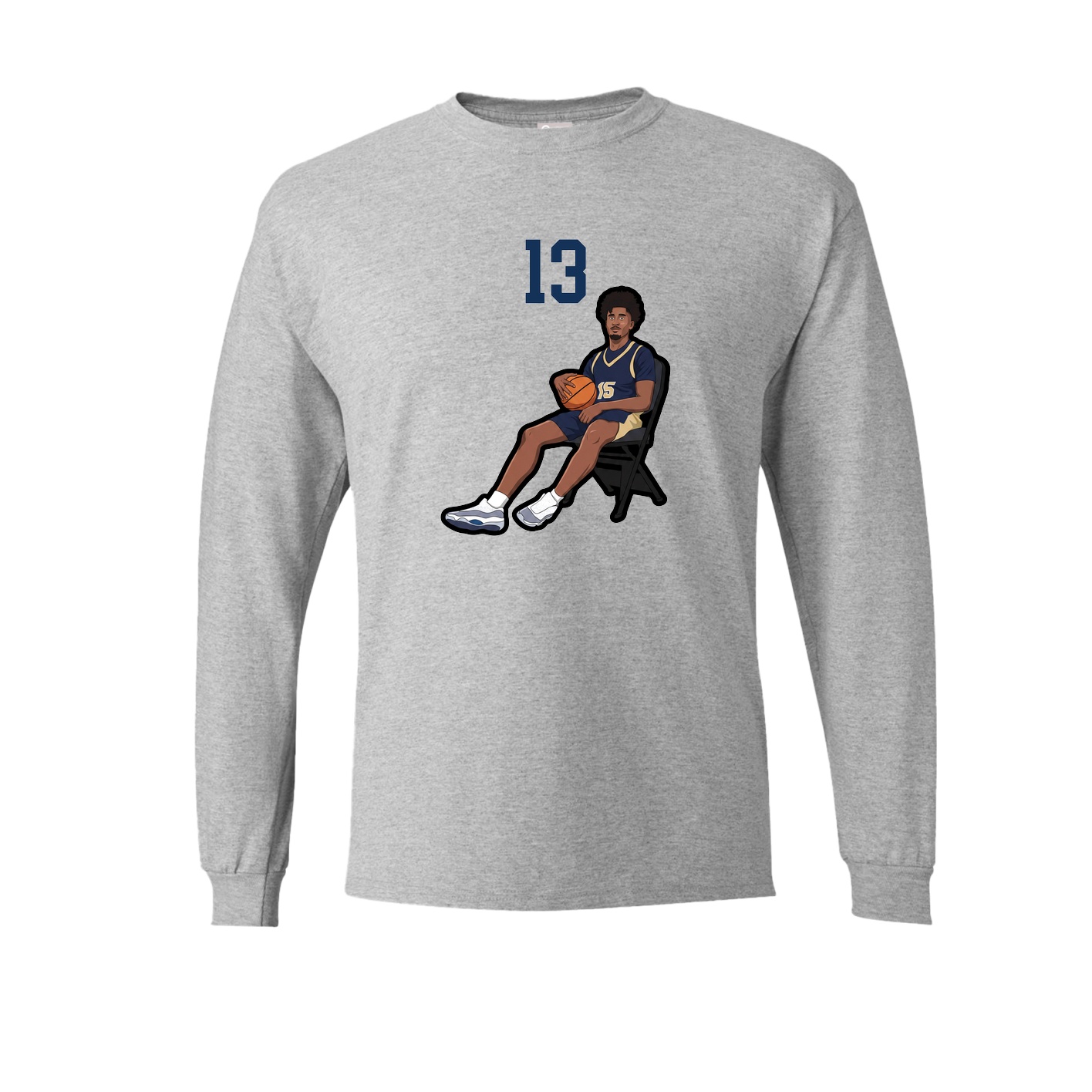 Long Sleeve Tee — Number Top in Grey