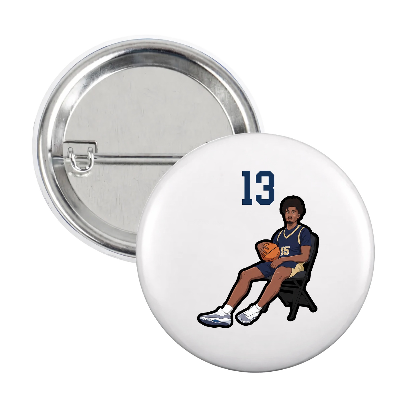 Game Day Button — Number Top in White