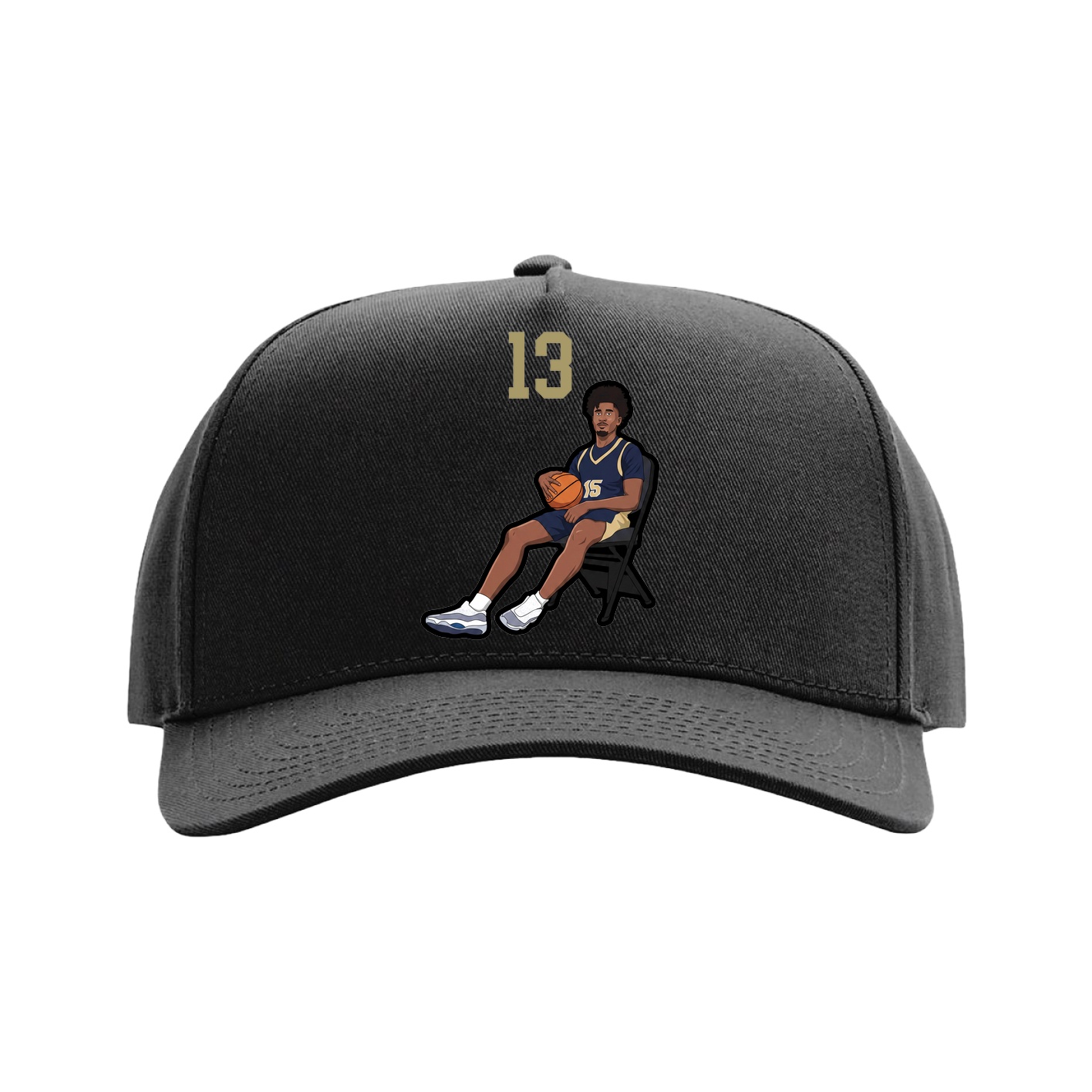 Full Fabric Five-Panel Champ Cap — Number Top in Black
