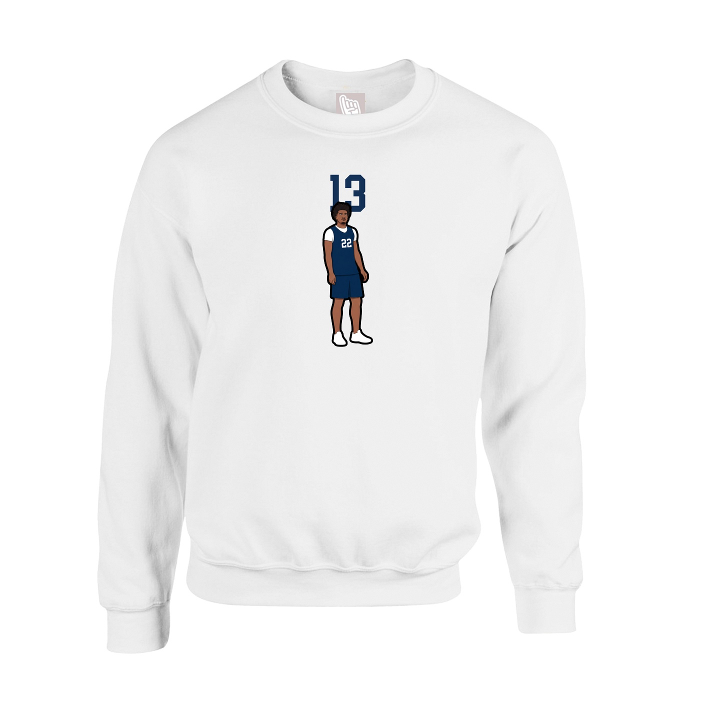 Fleece Crew — Number Top in White