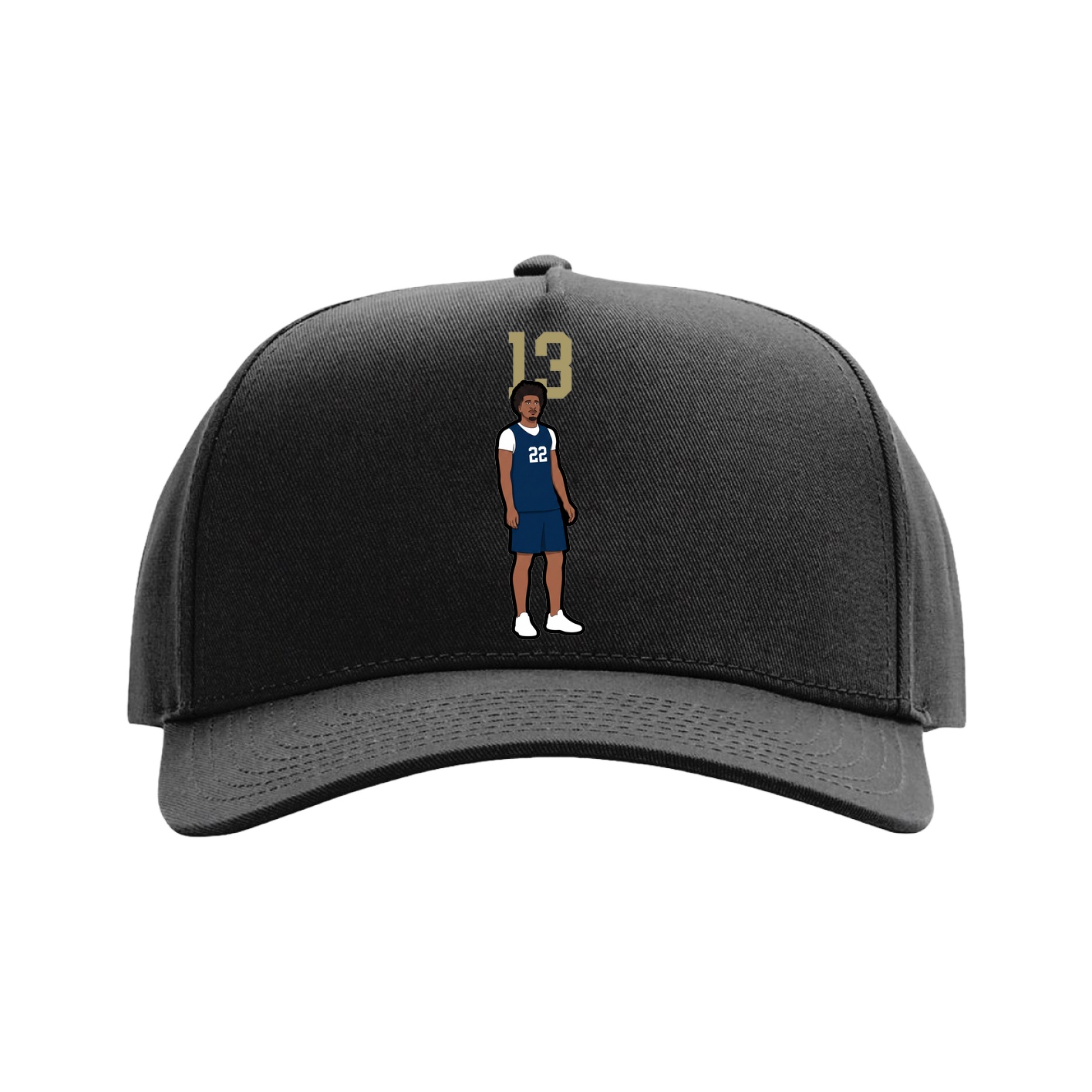Full Fabric Five-Panel Champ Cap — Number Top in Black