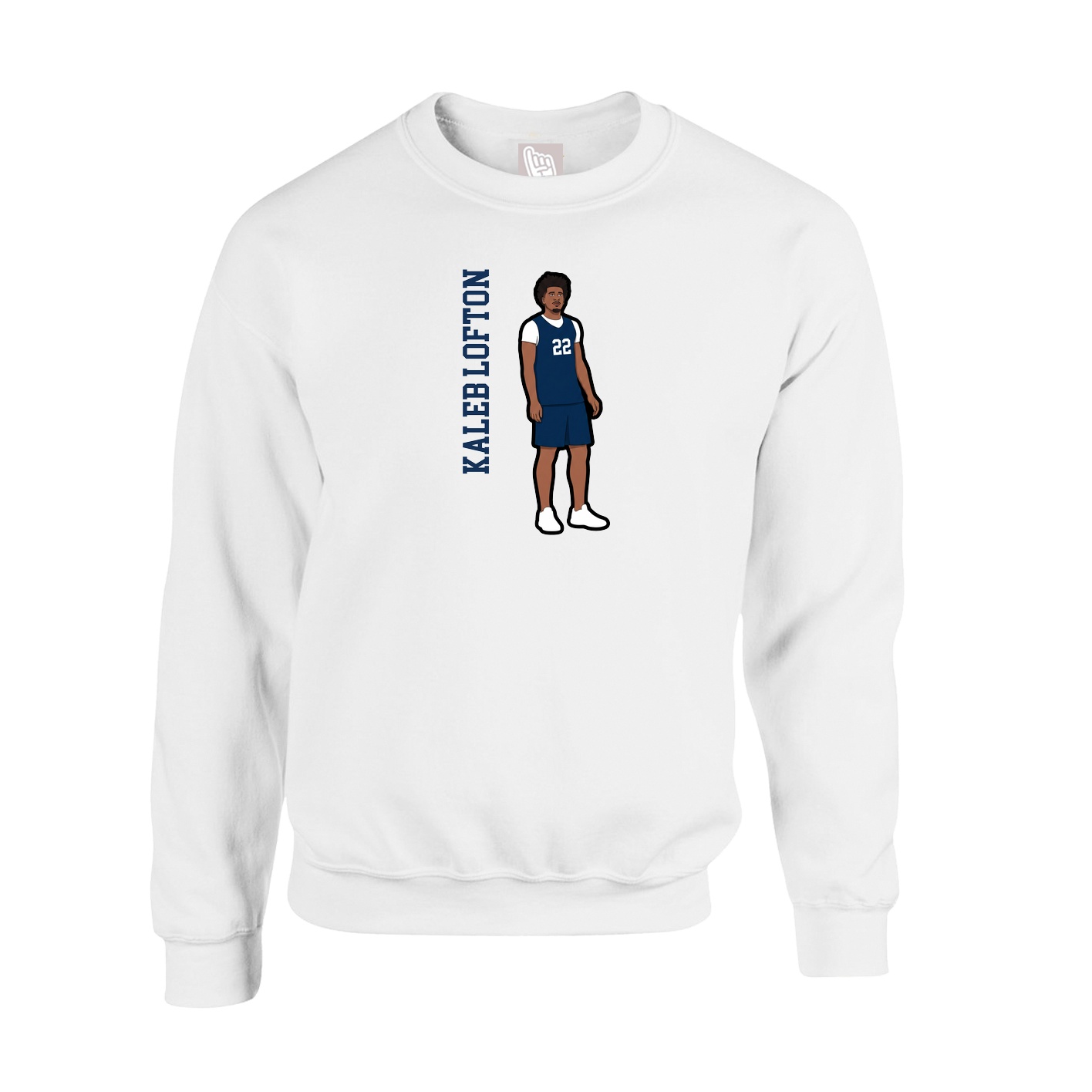 Fleece Crew — Name Vertical in White