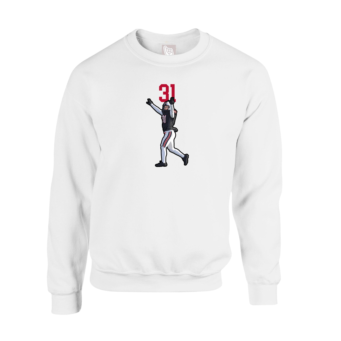Fleece Crew — Number Top in White