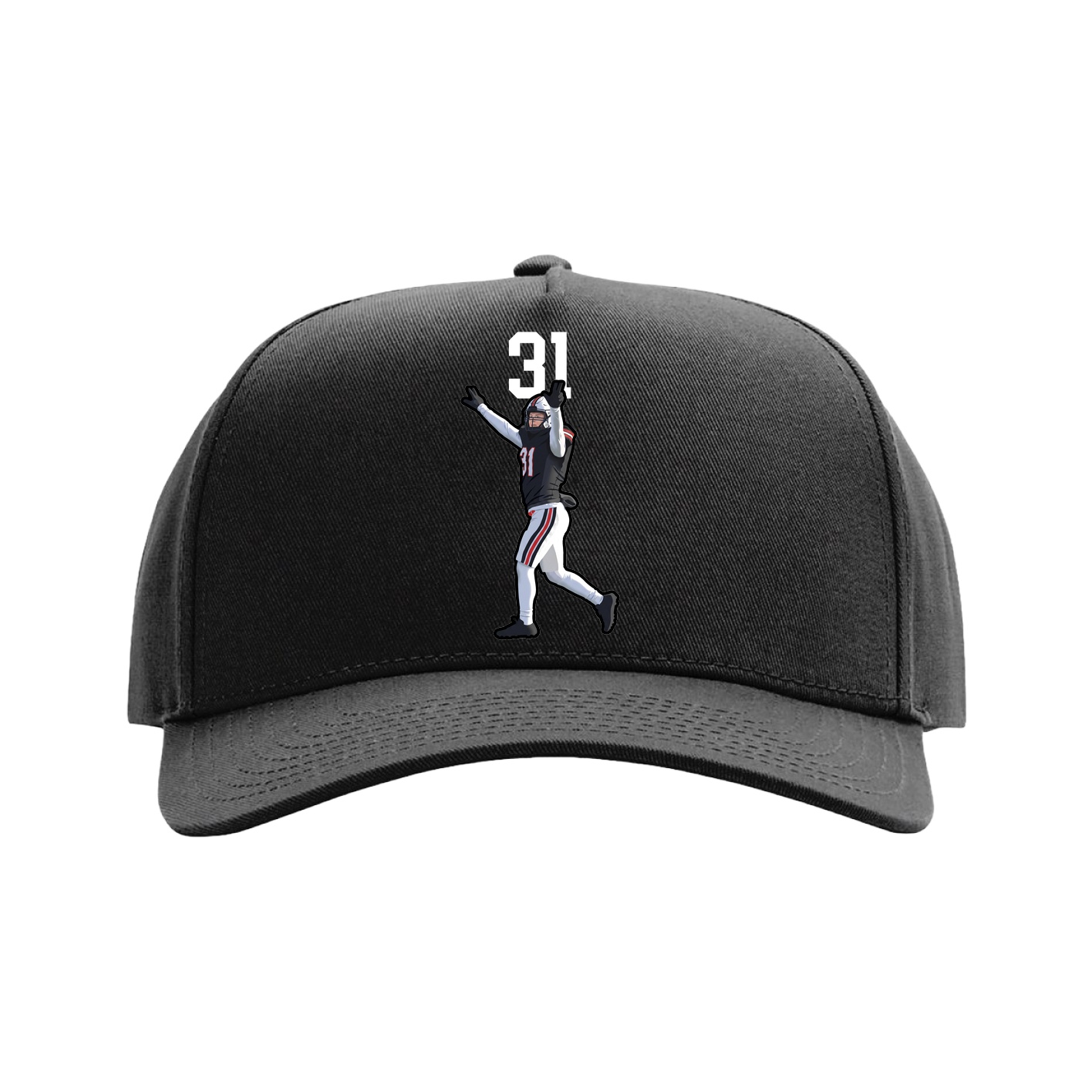Full Fabric Five-Panel Champ Cap — Number Top in Black