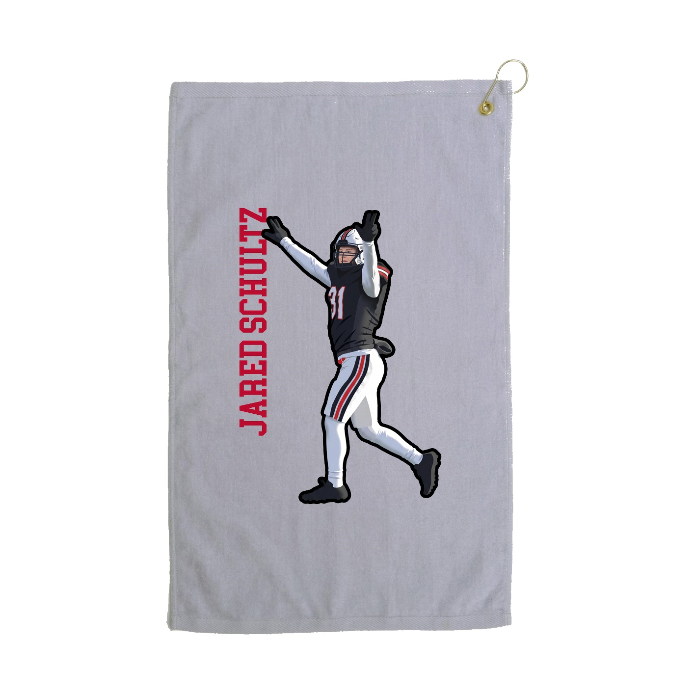 Golf Towel — Name Vertical in Grey