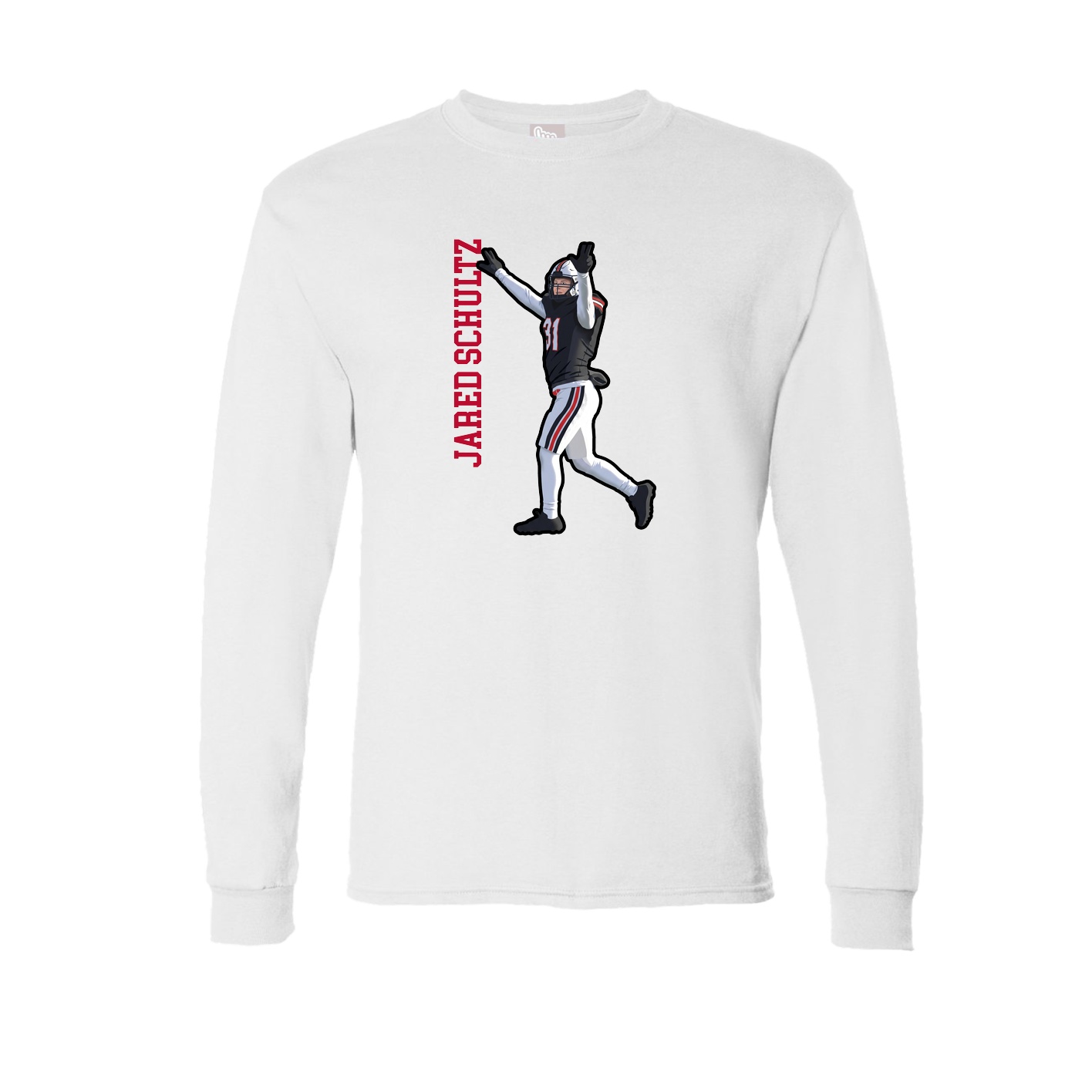 Long Sleeve Tee — Name Vertical in White
