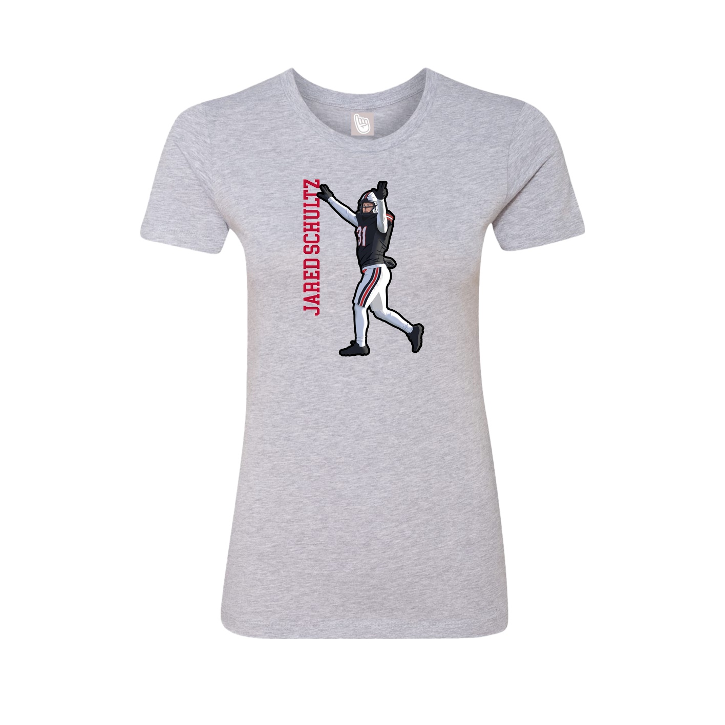 Fitted Women's Tee — Name Vertical in Grey