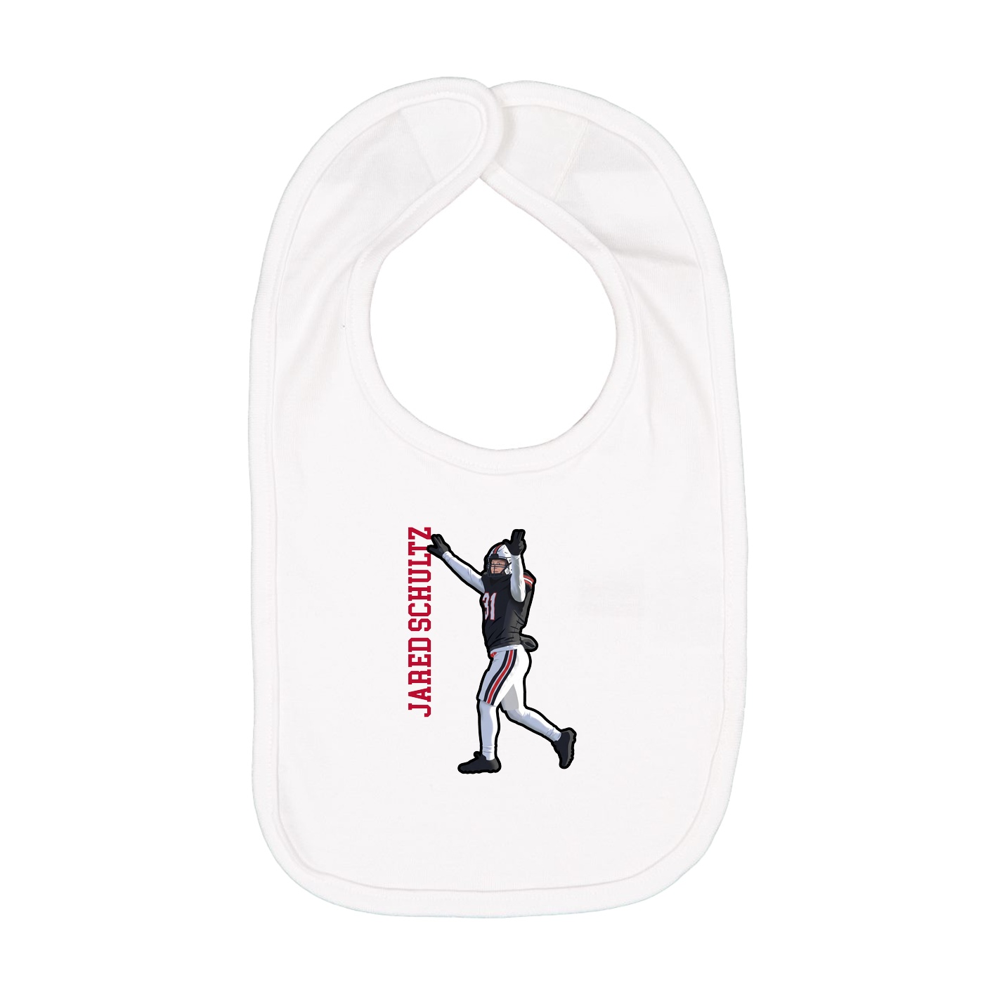 Infant Bib — Name Vertical in White