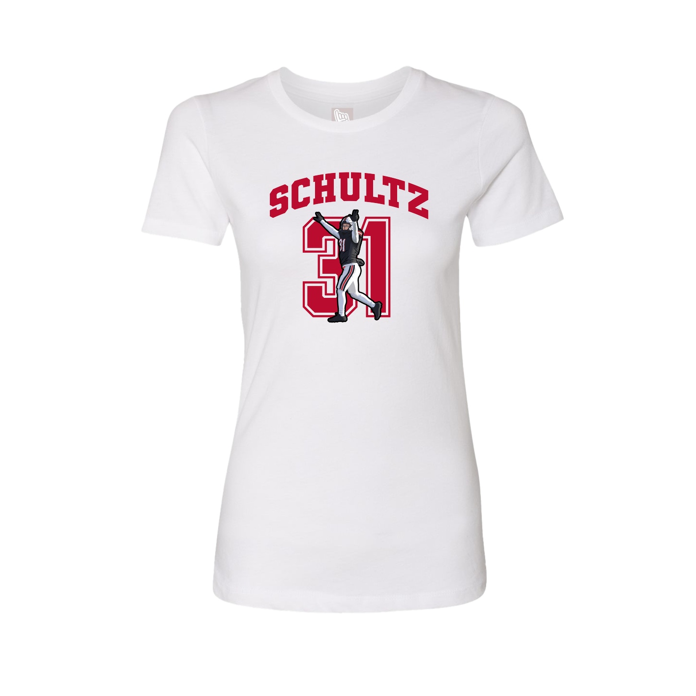 Fitted Women's Tee — Number in White