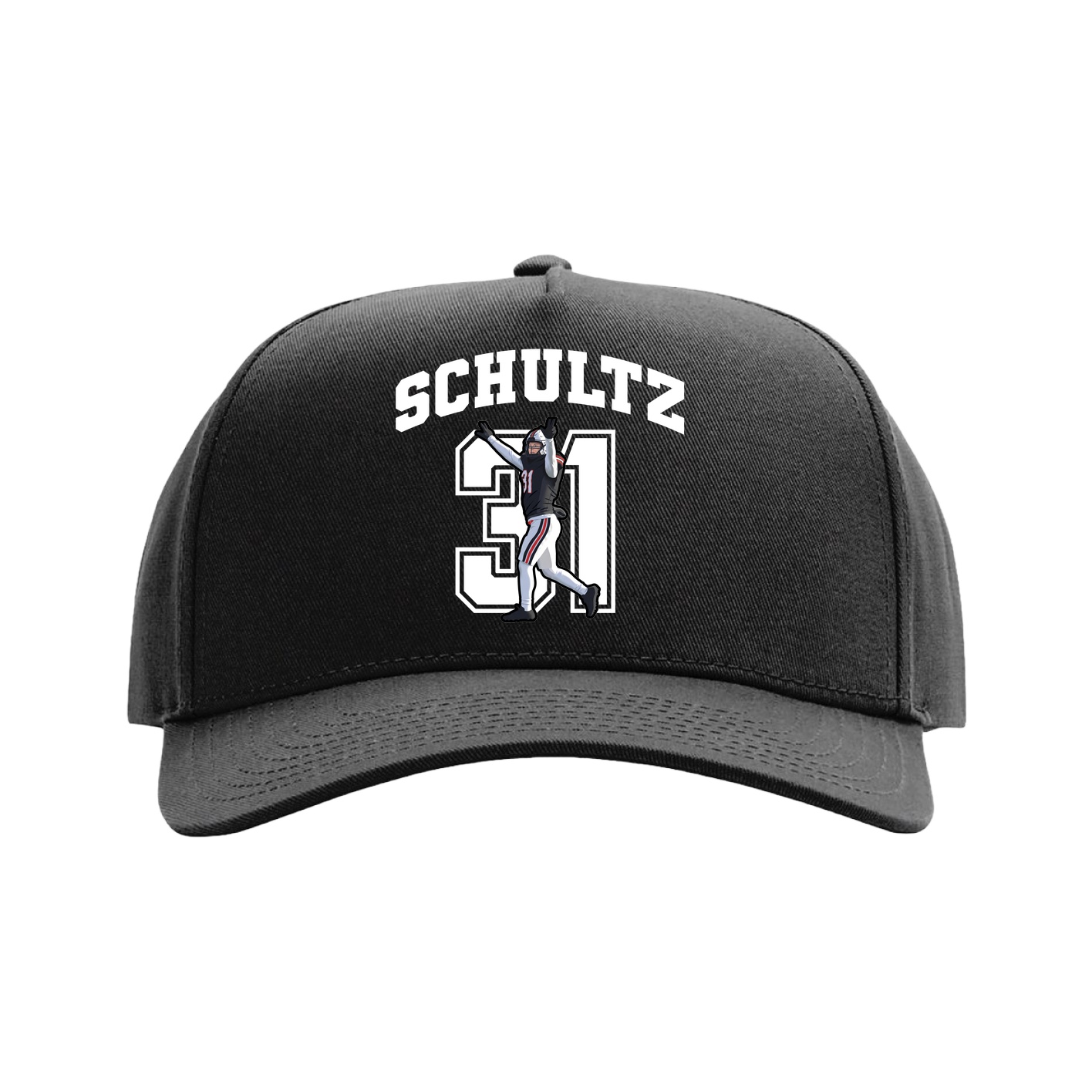 Full Fabric Five-Panel Champ Cap — Number in Black
