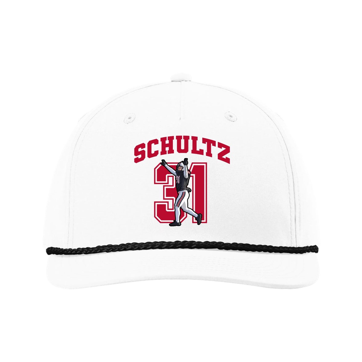 Five-Panel Classic Rope Cap — Number in White