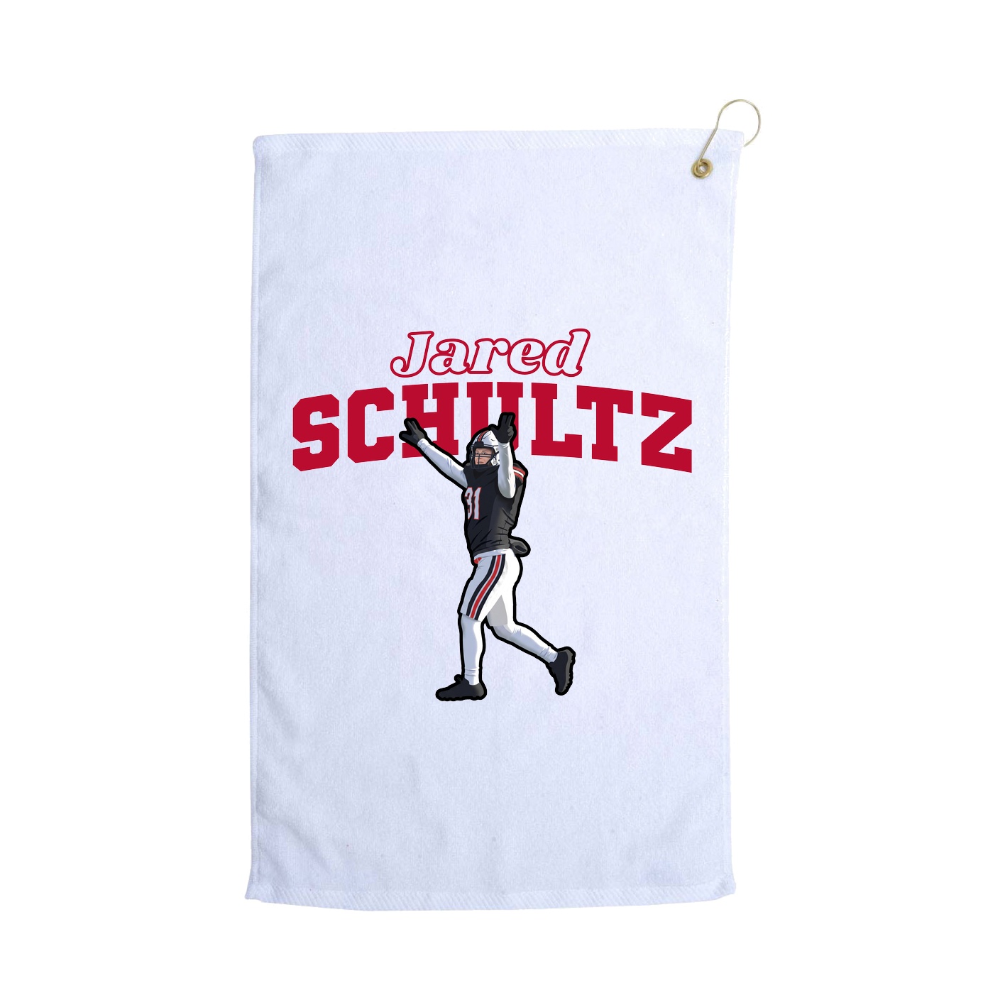 Golf Towel — Name Arch in White