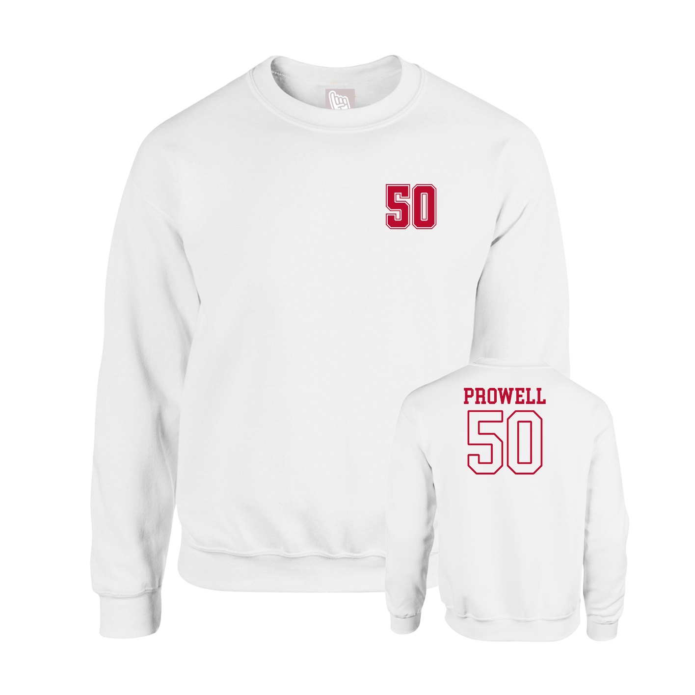 Fleece Crew — Chest Back in White
