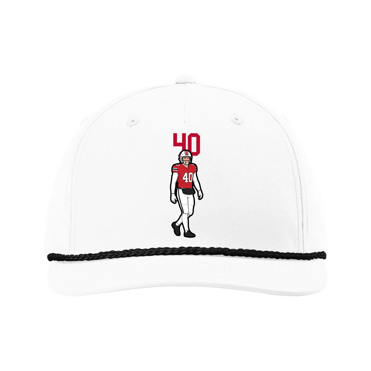 Five-Panel Classic Rope Cap — Number Top in White