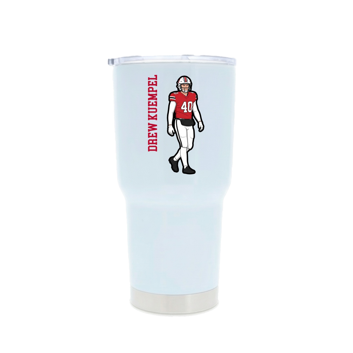 30oz Stainless Steel Tumbler — Name Vertical in White