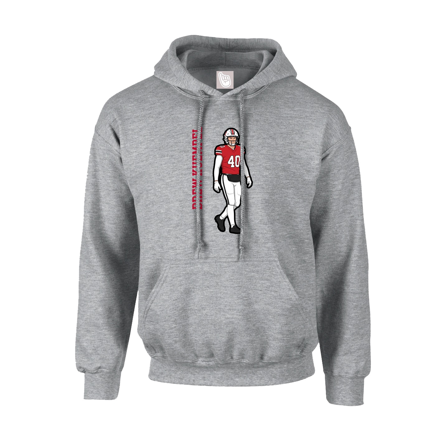 Youth Hoodie — Name Vertical in Grey