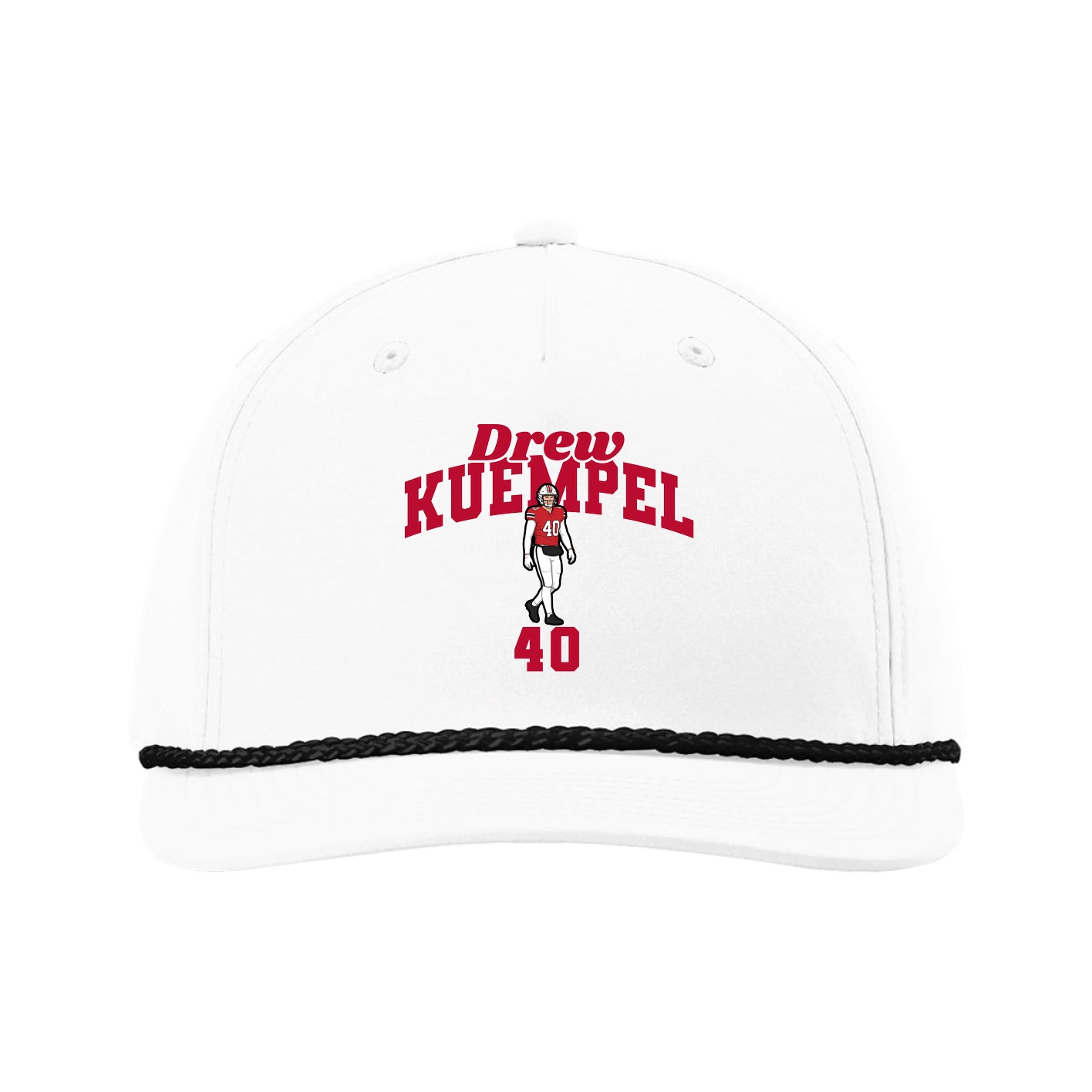 Five-Panel Classic Rope Cap — Signature Arch in White