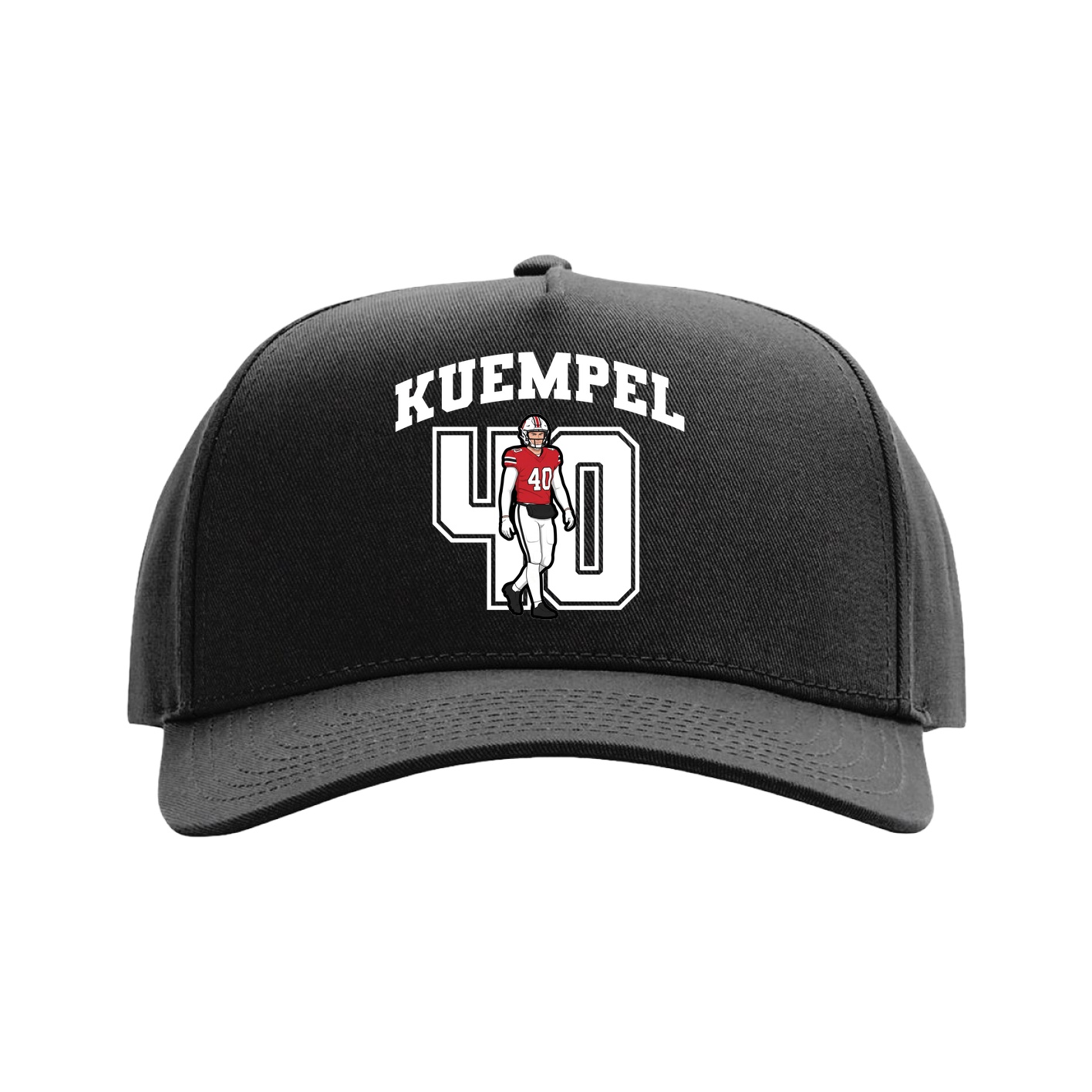 Full Fabric Five-Panel Champ Cap — Number in Black