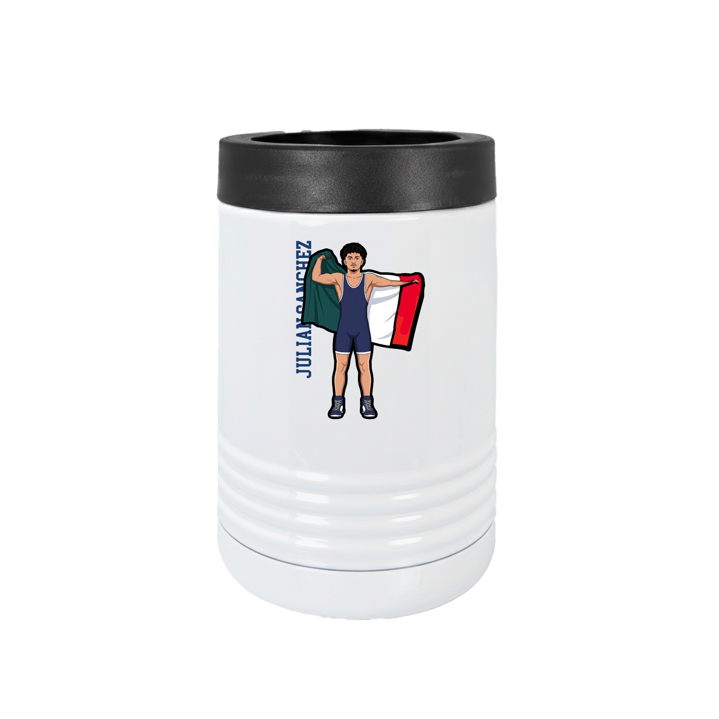 Beverage Holder — Name Vertical in White