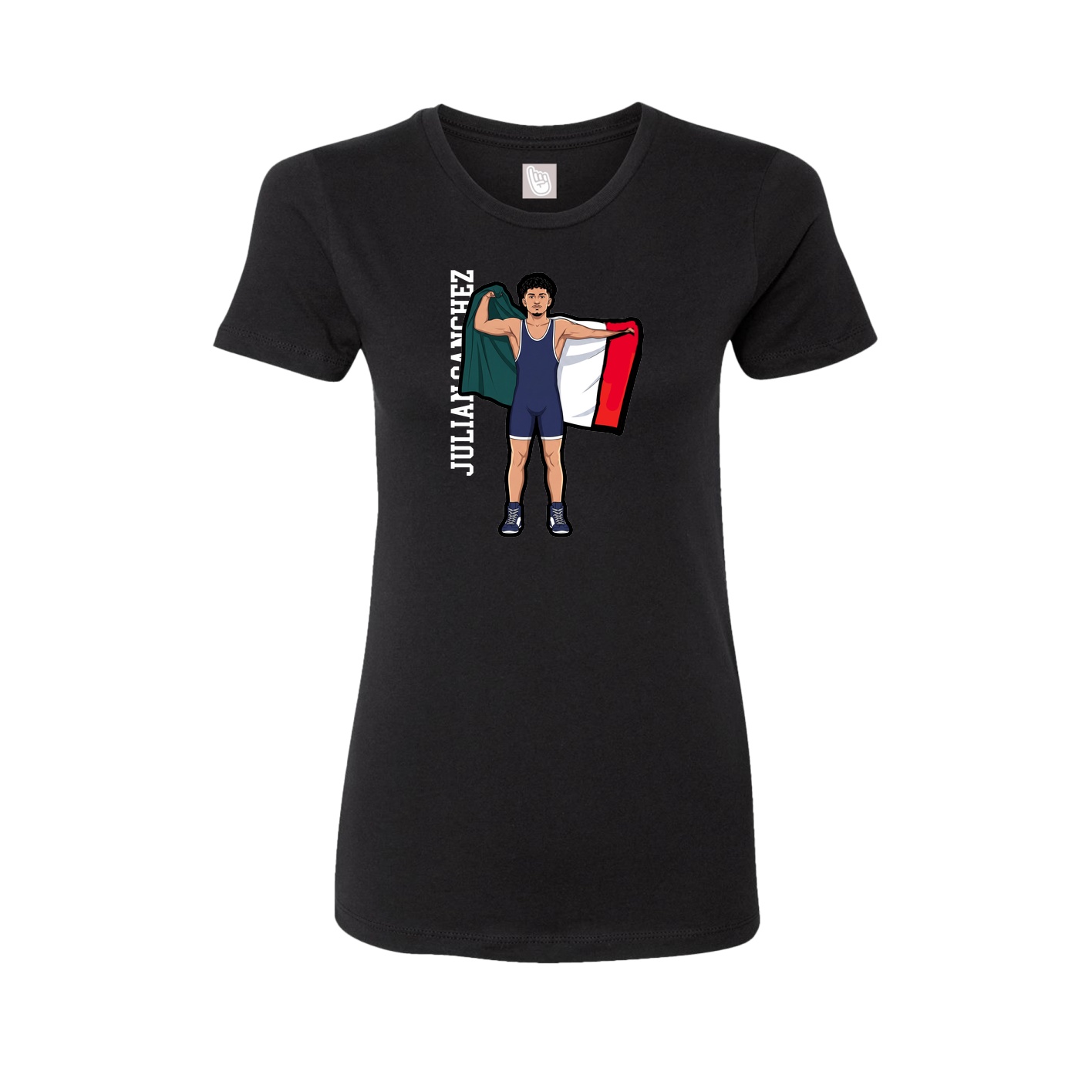 Fitted Women's Tee — Name Vertical in Black