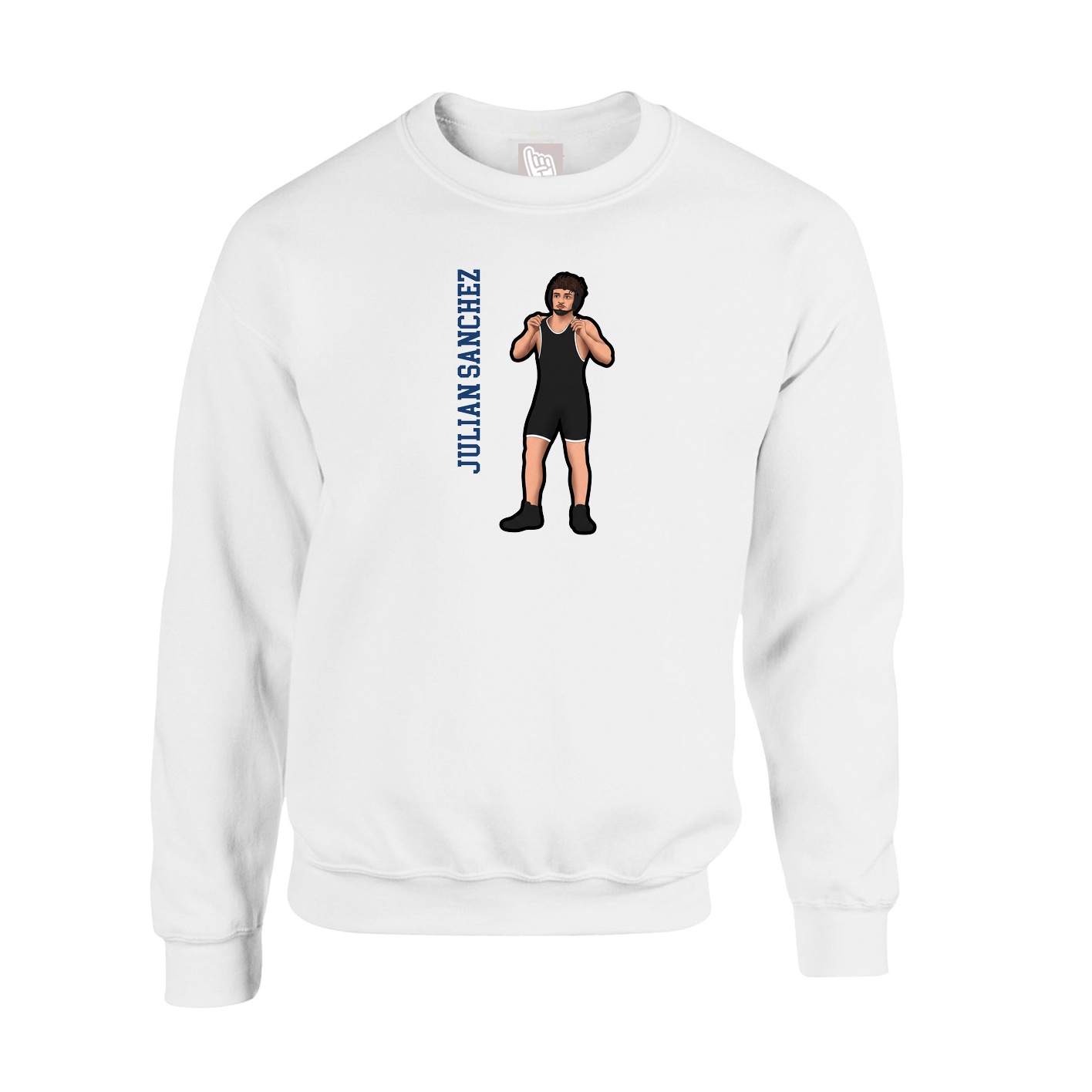Fleece Crew — Name Vertical in White