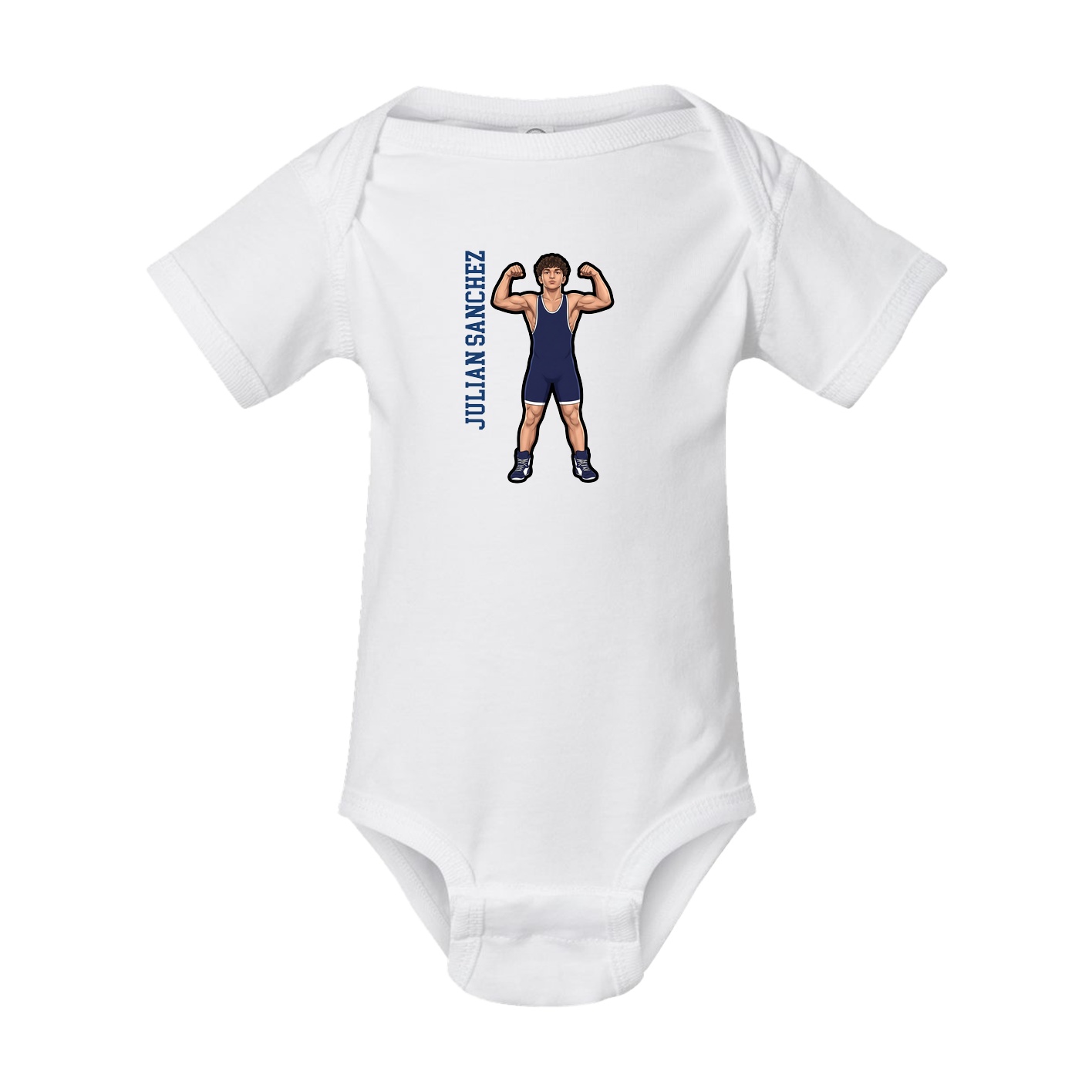 Baby Onesie — Name Vertical in White