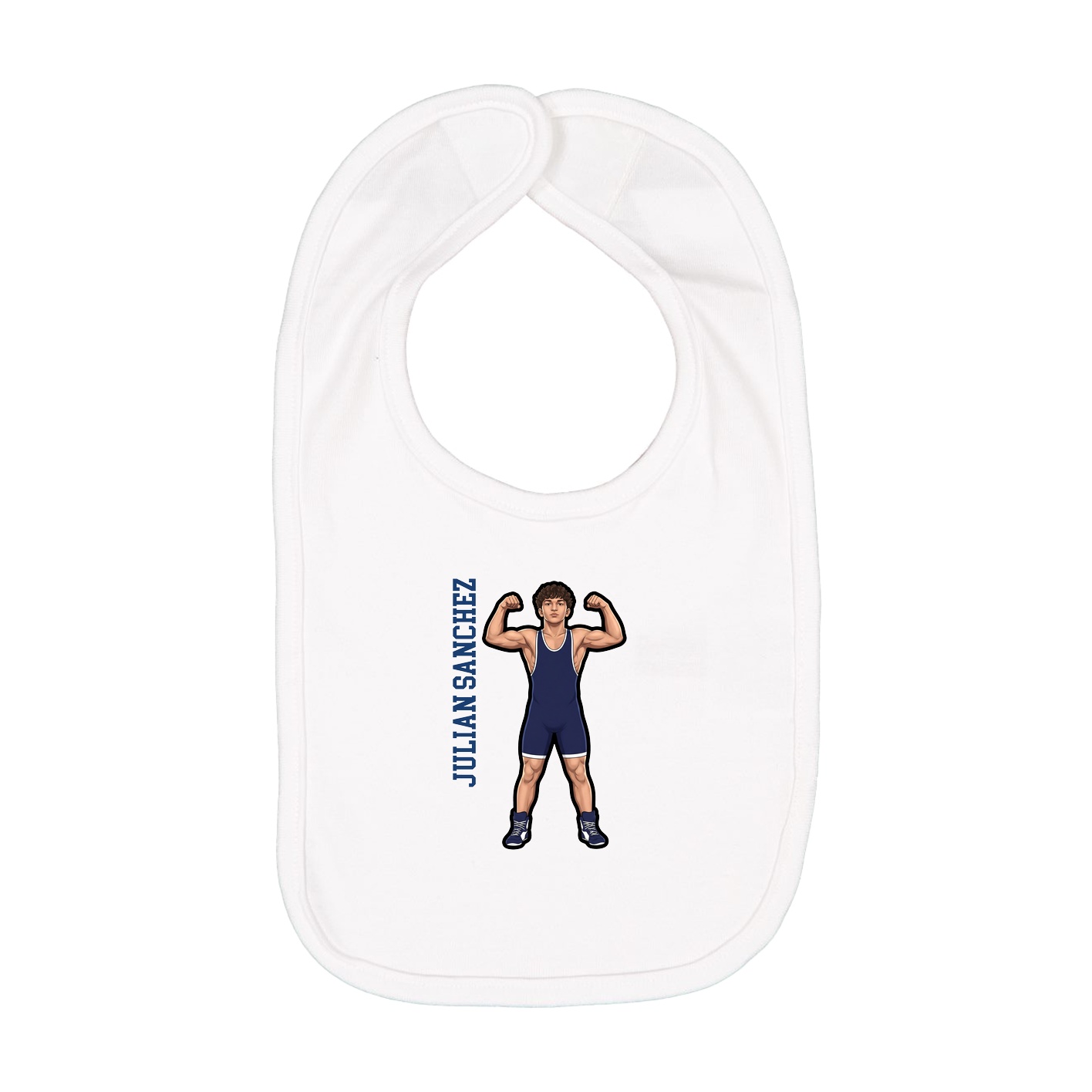 Infant Bib — Name Vertical in White