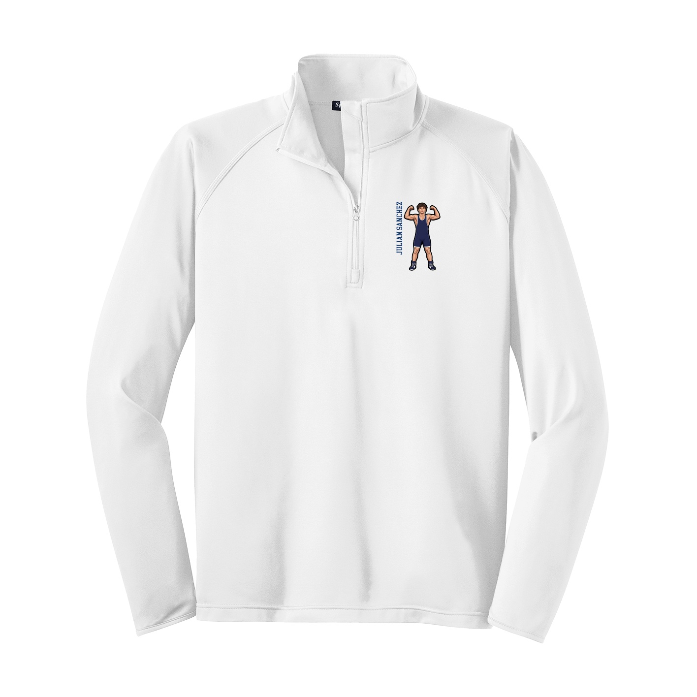 Q-Zip Pullover — Name Vertical in White