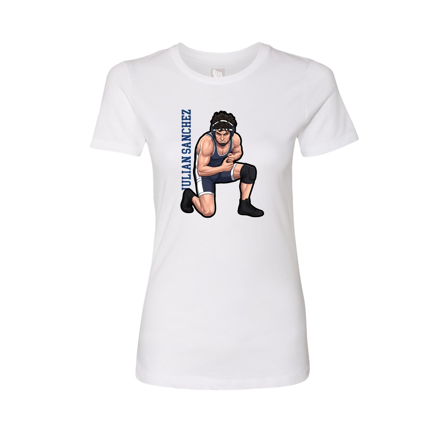Fitted Women's Tee — Name Vertical in White