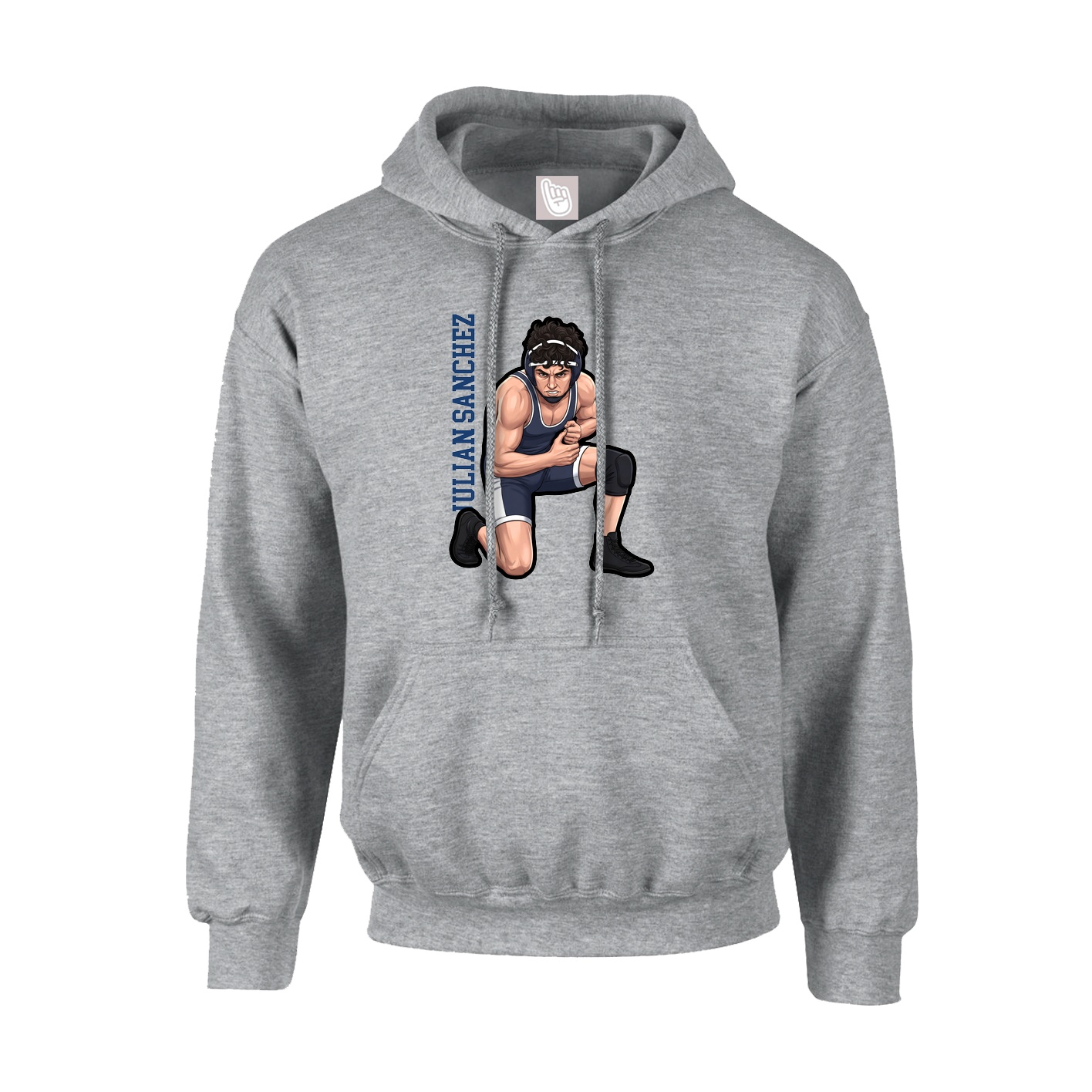 Hoodie — Name Vertical in Grey