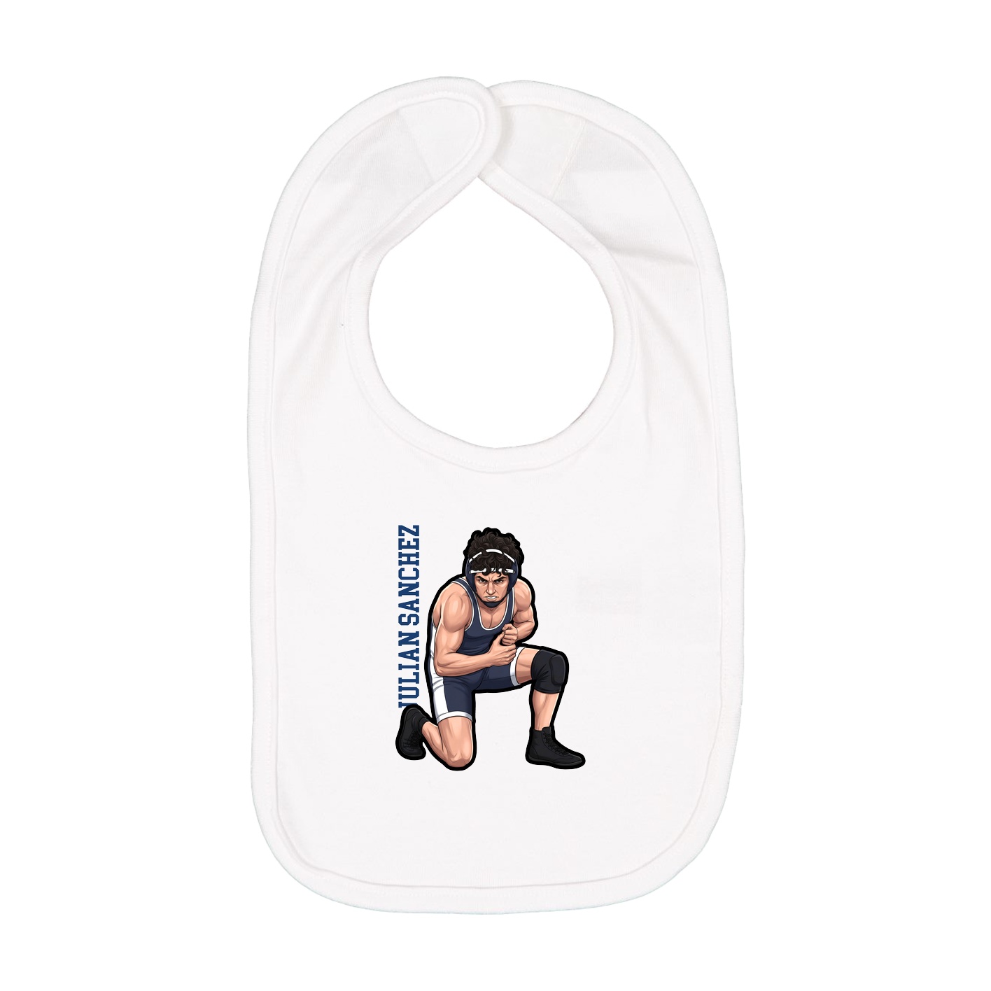 Infant Bib — Name Vertical in White