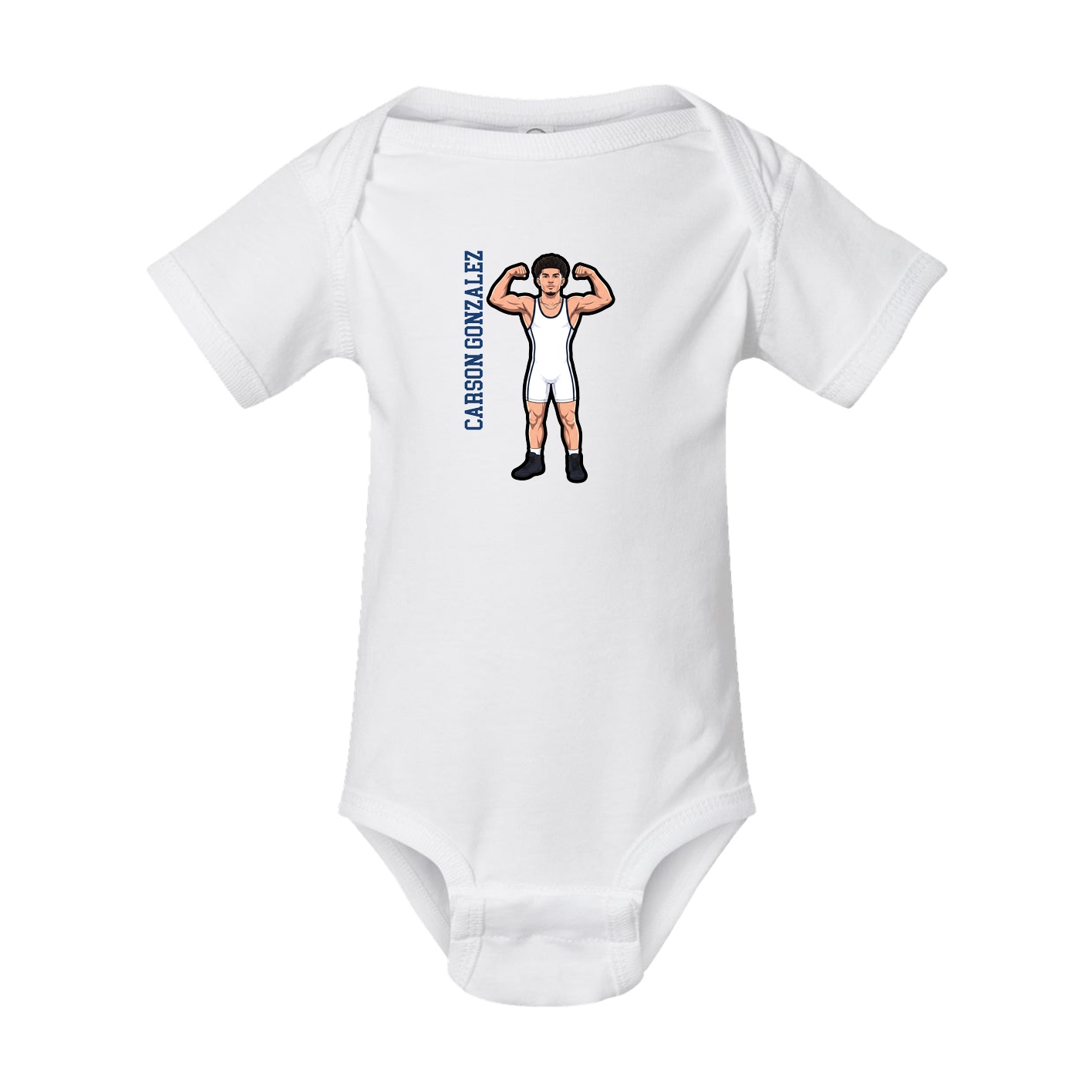 Baby Onesie — Name Vertical in White