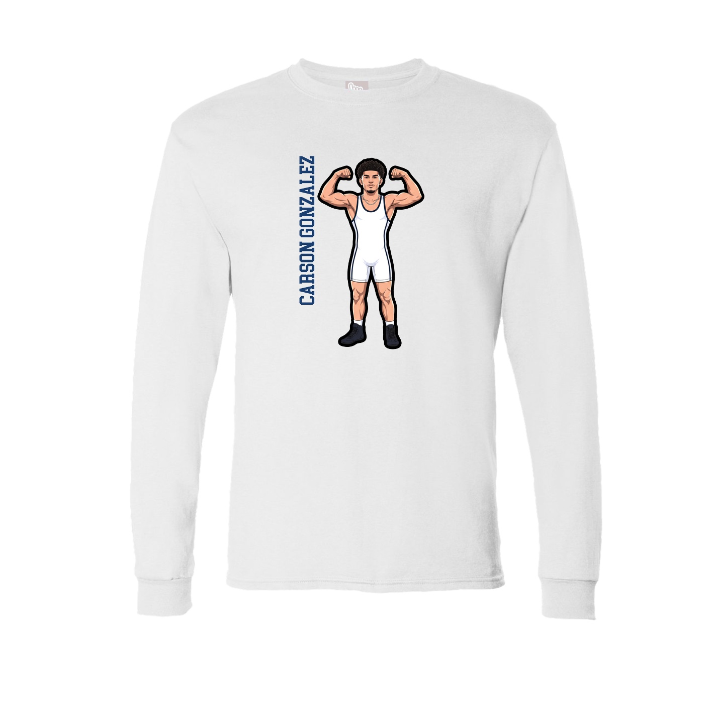 Long Sleeve Tee — Name Vertical in White