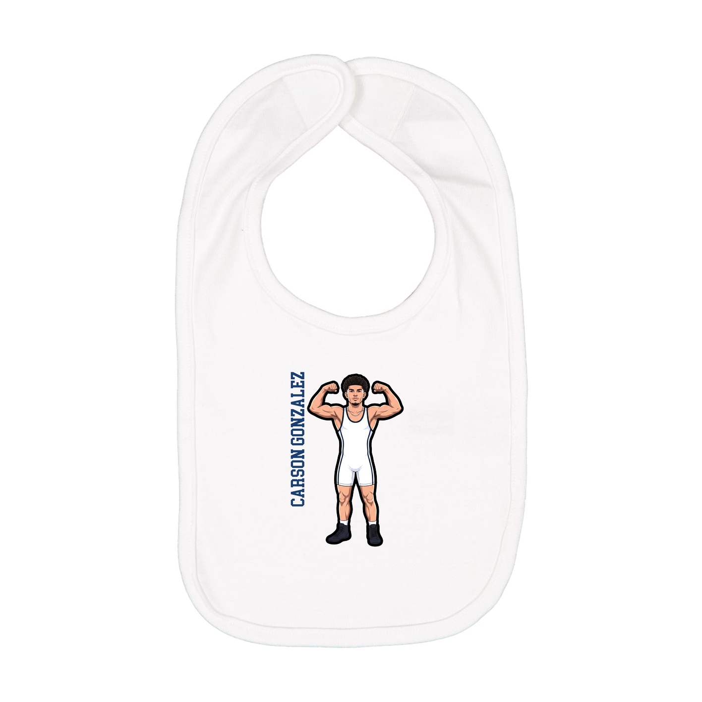 Infant Bib — Name Vertical in White