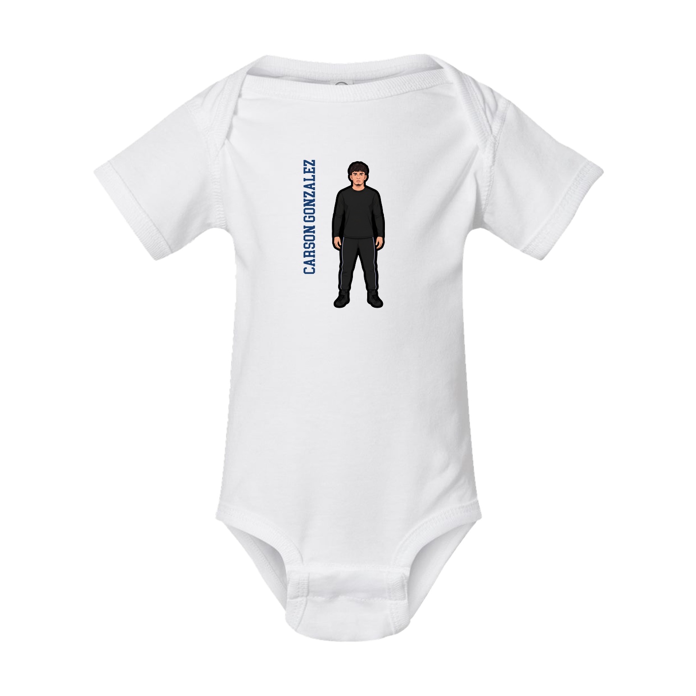Baby Onesie — Name Vertical in White