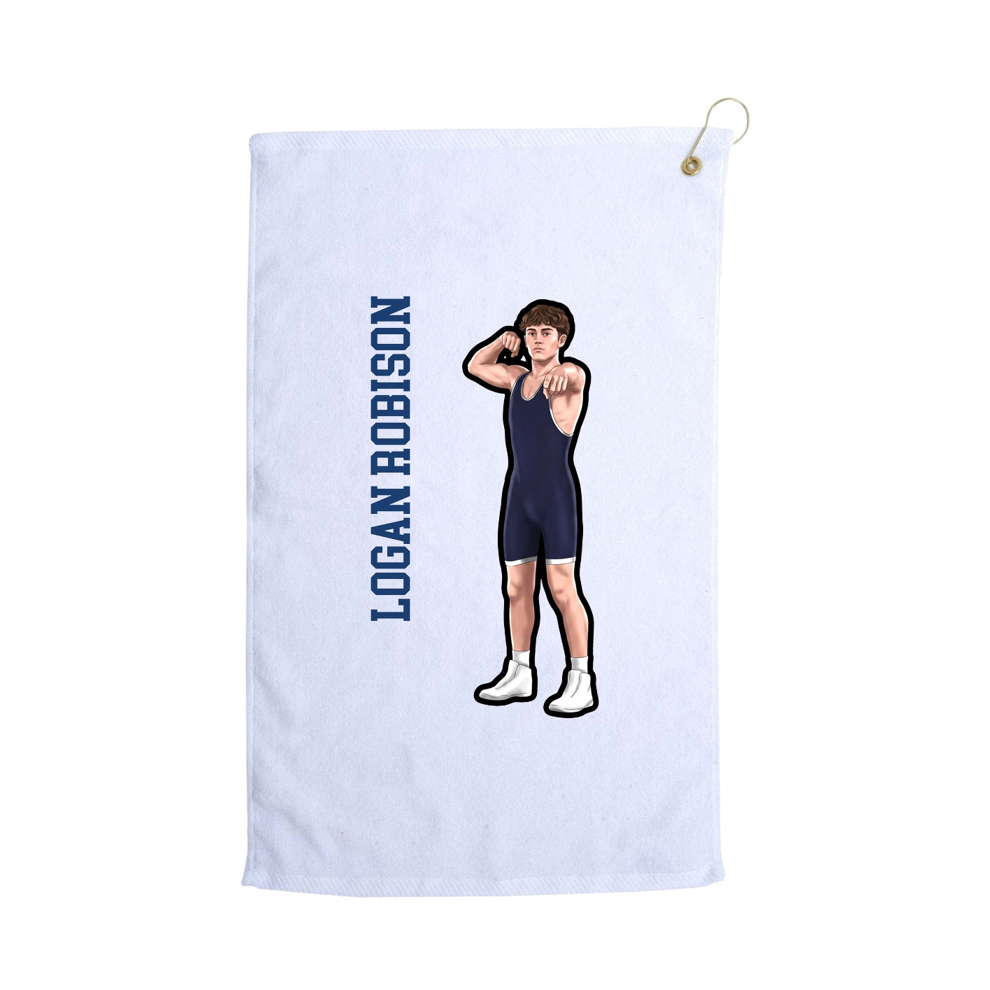 Golf Towel — Name Vertical in White