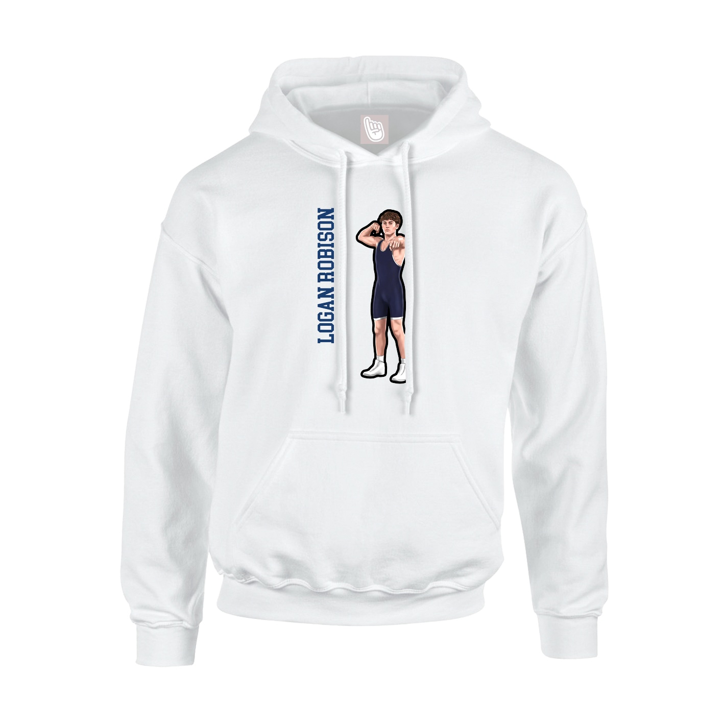 Youth Hoodie — Name Vertical in White